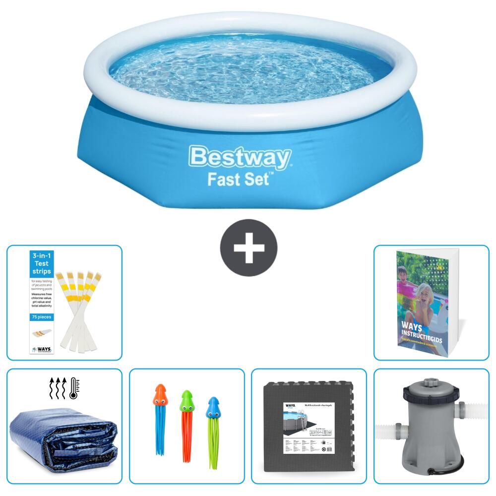 BESTWAY Basen Fast Set Okrągły - 244x61 cm - 7-częściowy S3