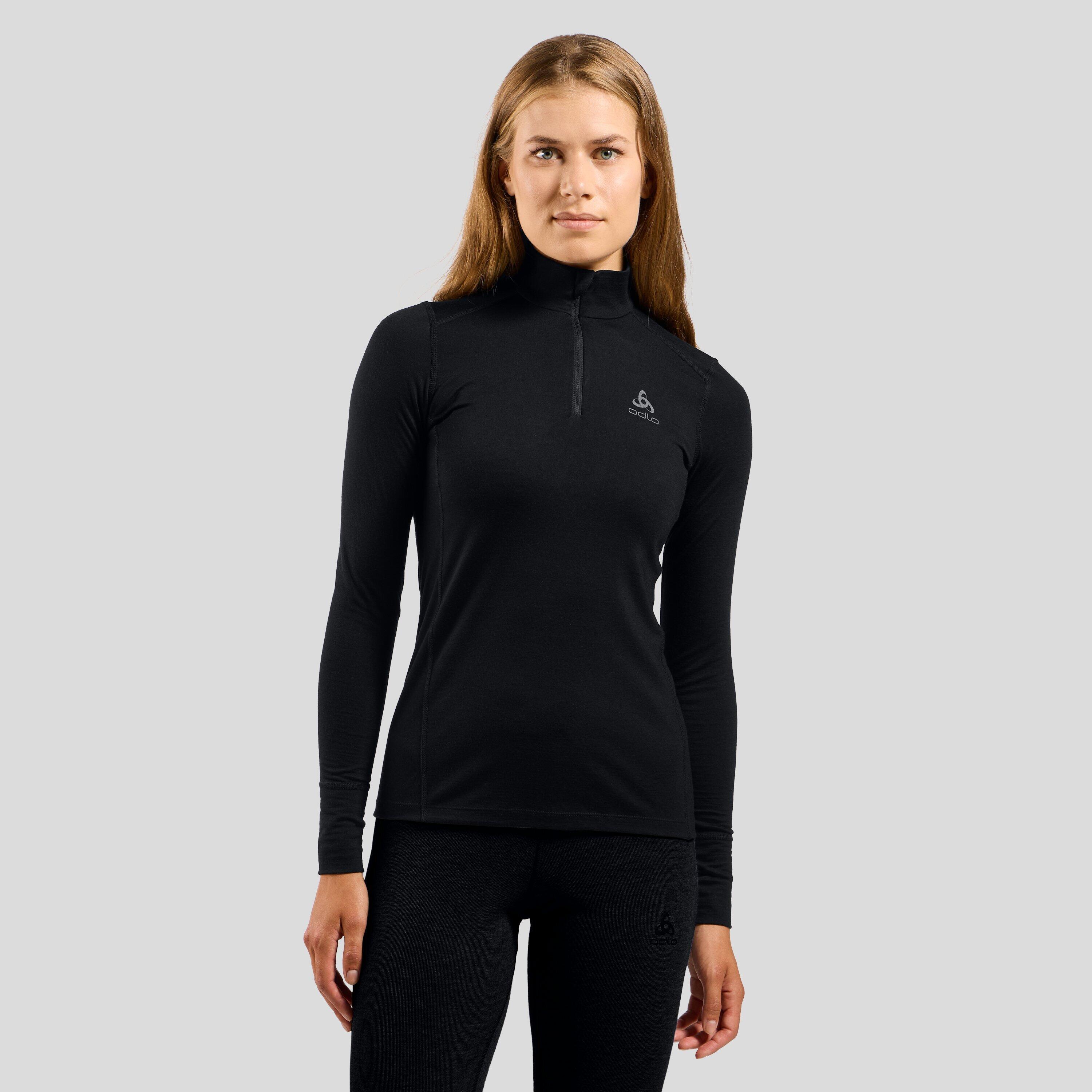 T-shirt thermique Odlo Merino 200 col zippé manches longues clair