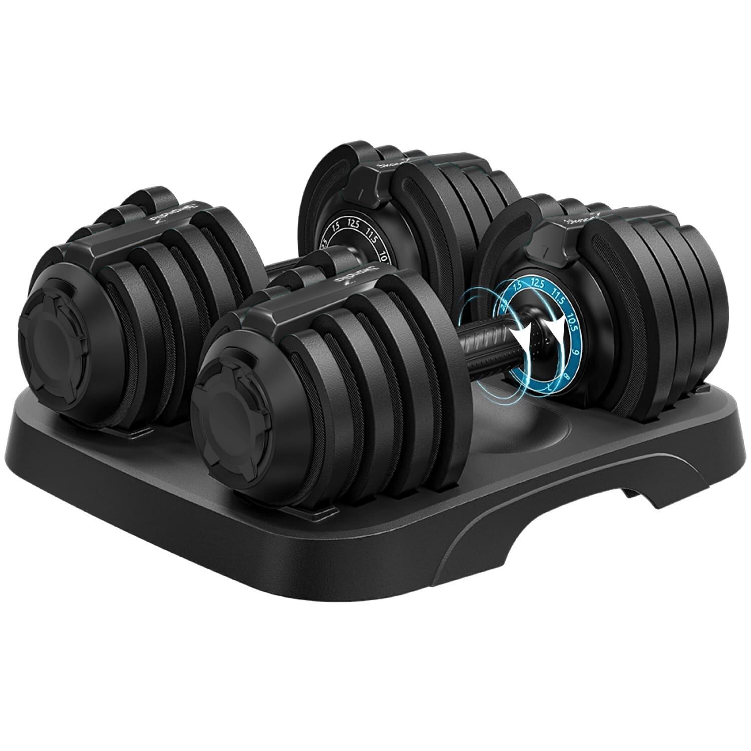 Zestaw hantli regulowanych Paino 2 x od 1,5 kg do 12,5 kg, 11 stopniowa