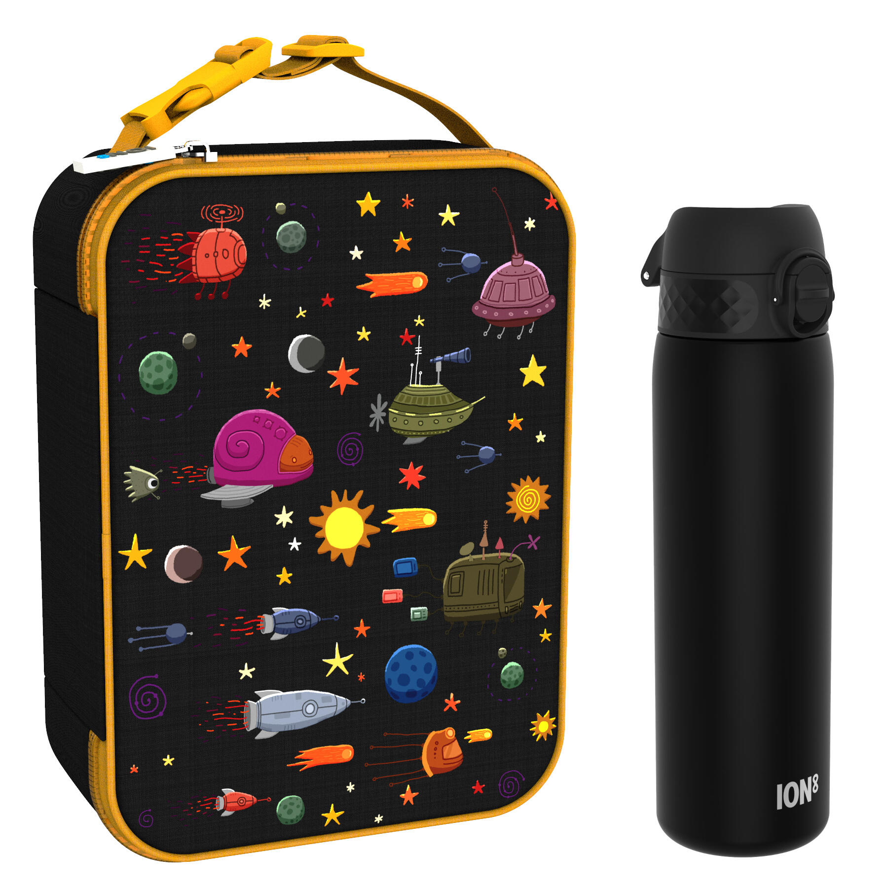 Фото - Інший туристичний посуд Śniadaniowy zestaw szkolny ION8 Space. Lunchbag i bidon 500ml z RECYCLON