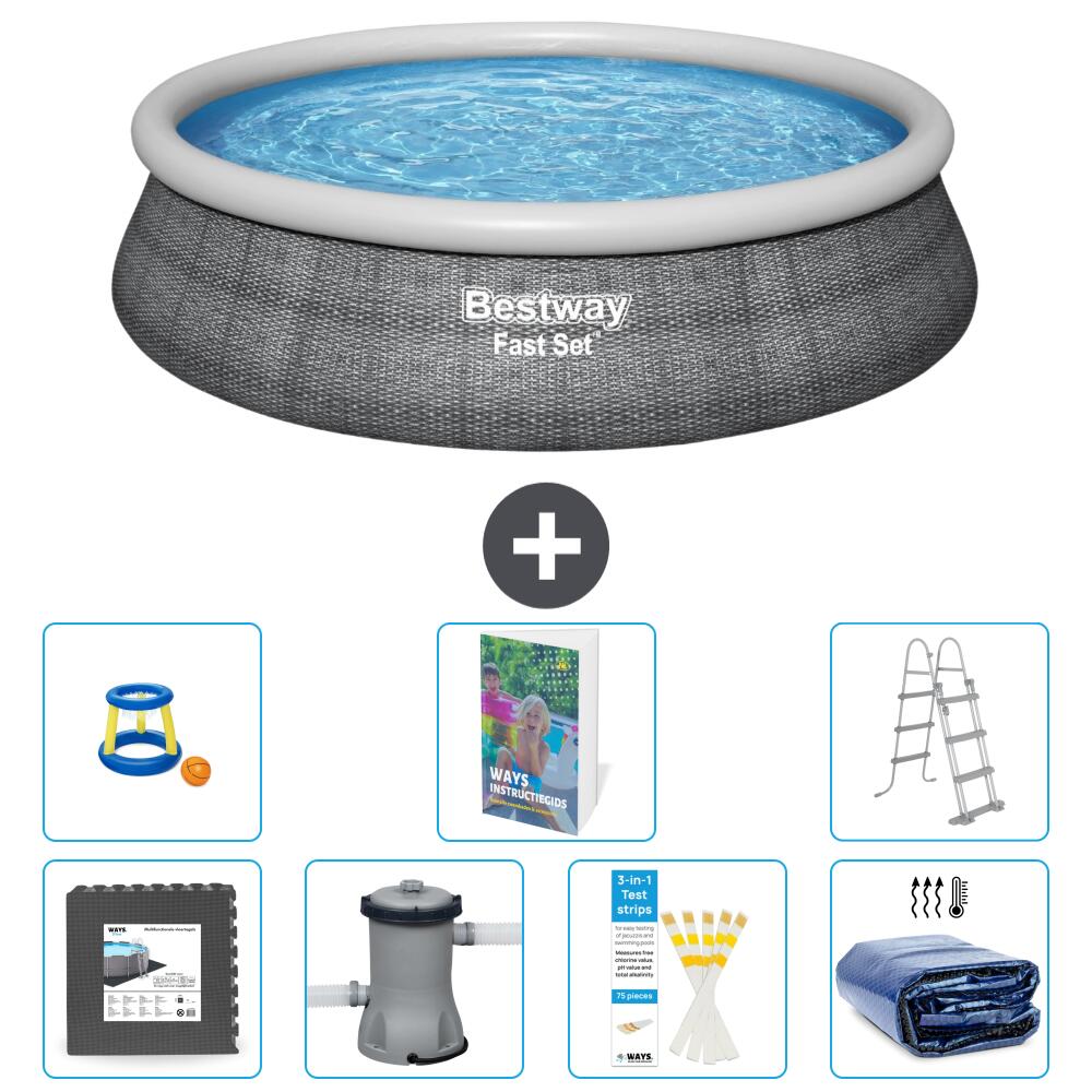 BESTWAY Basen Fast Set Okrągły - 457x107 cm - 8-częściowy S351