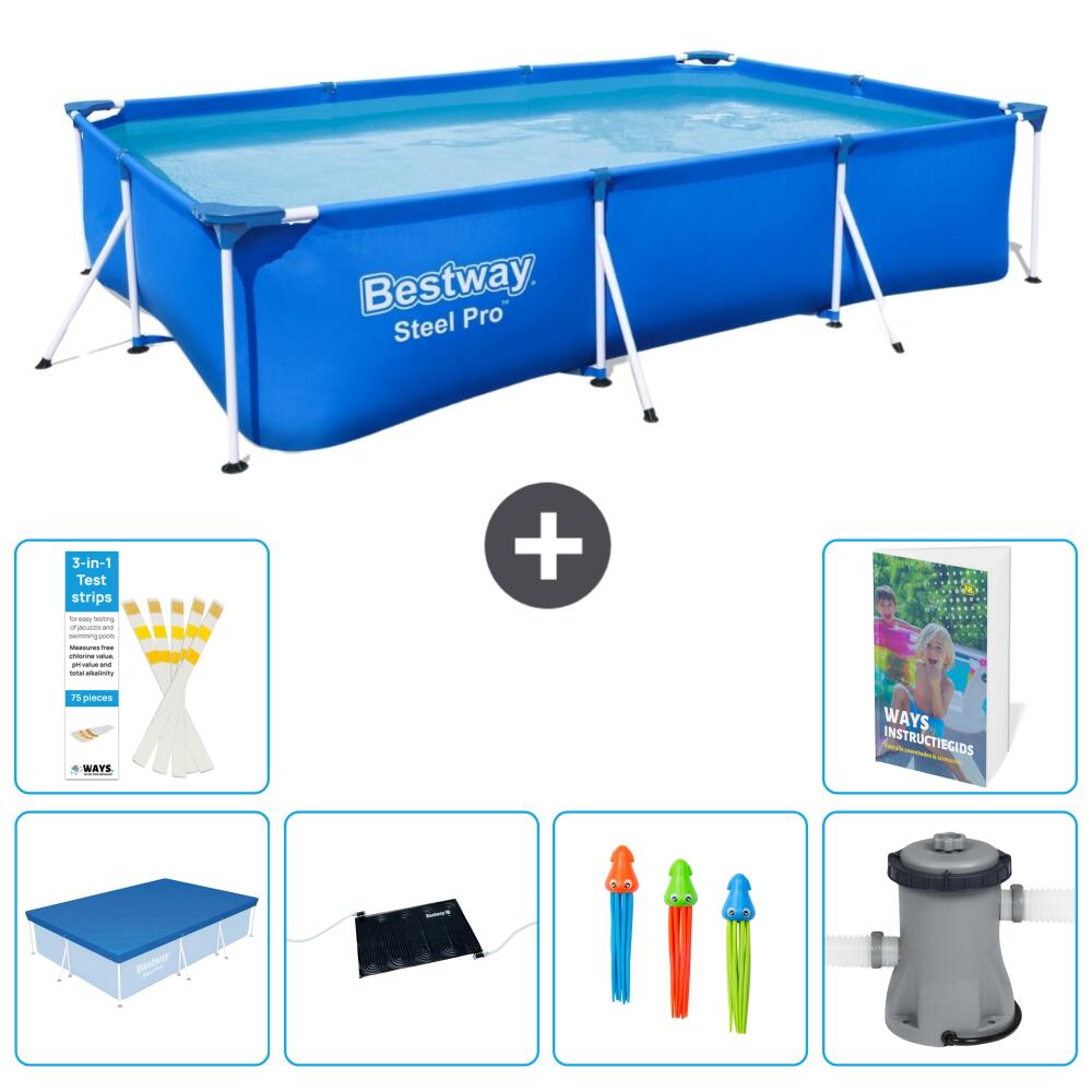 BESTWAY Basen Steel Pro Prostokątny - 300x201x66 cm - 7-częściowy S37