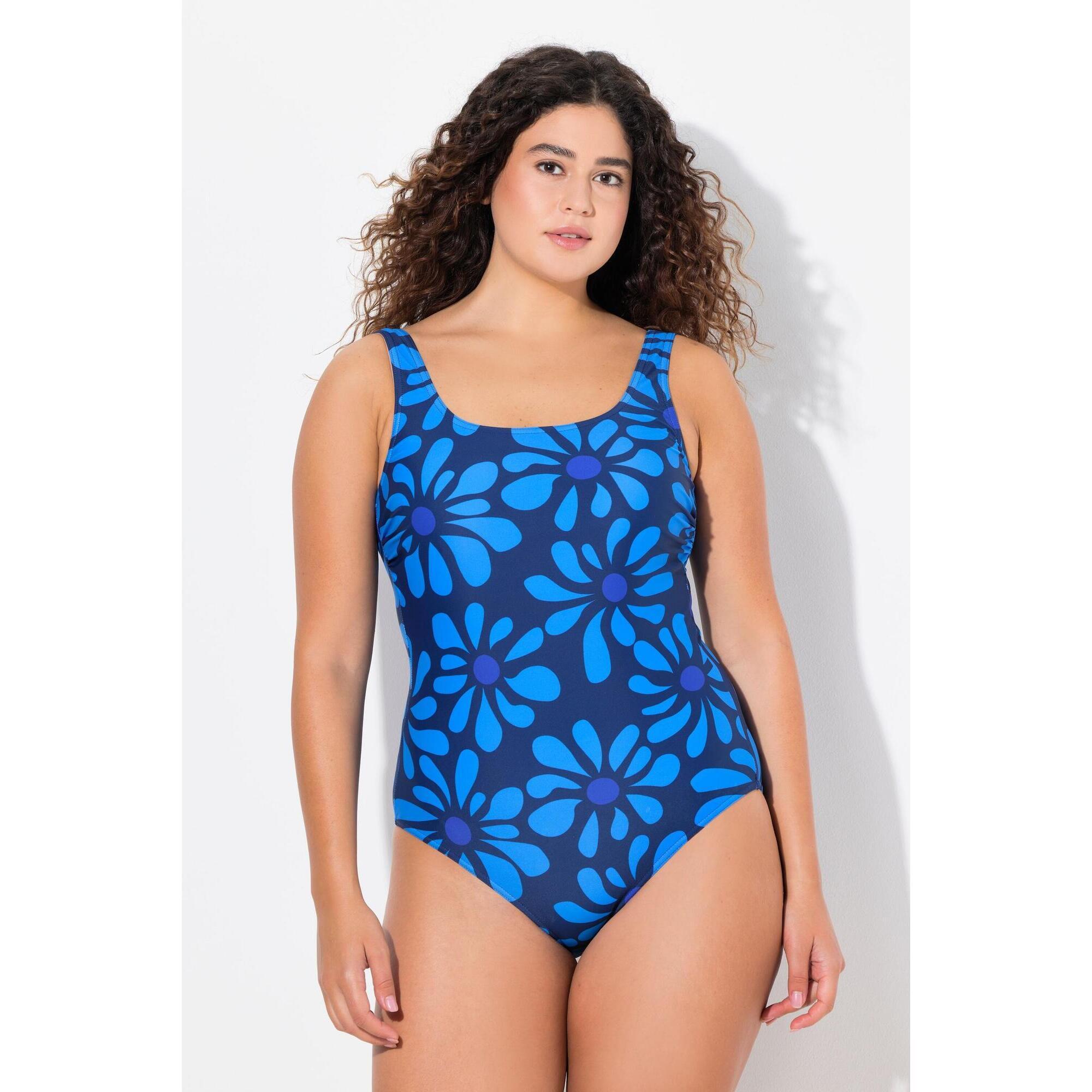 Damskie Kostium kąpielowy kwiaty bez miękkich miseczek okrągły dekolt