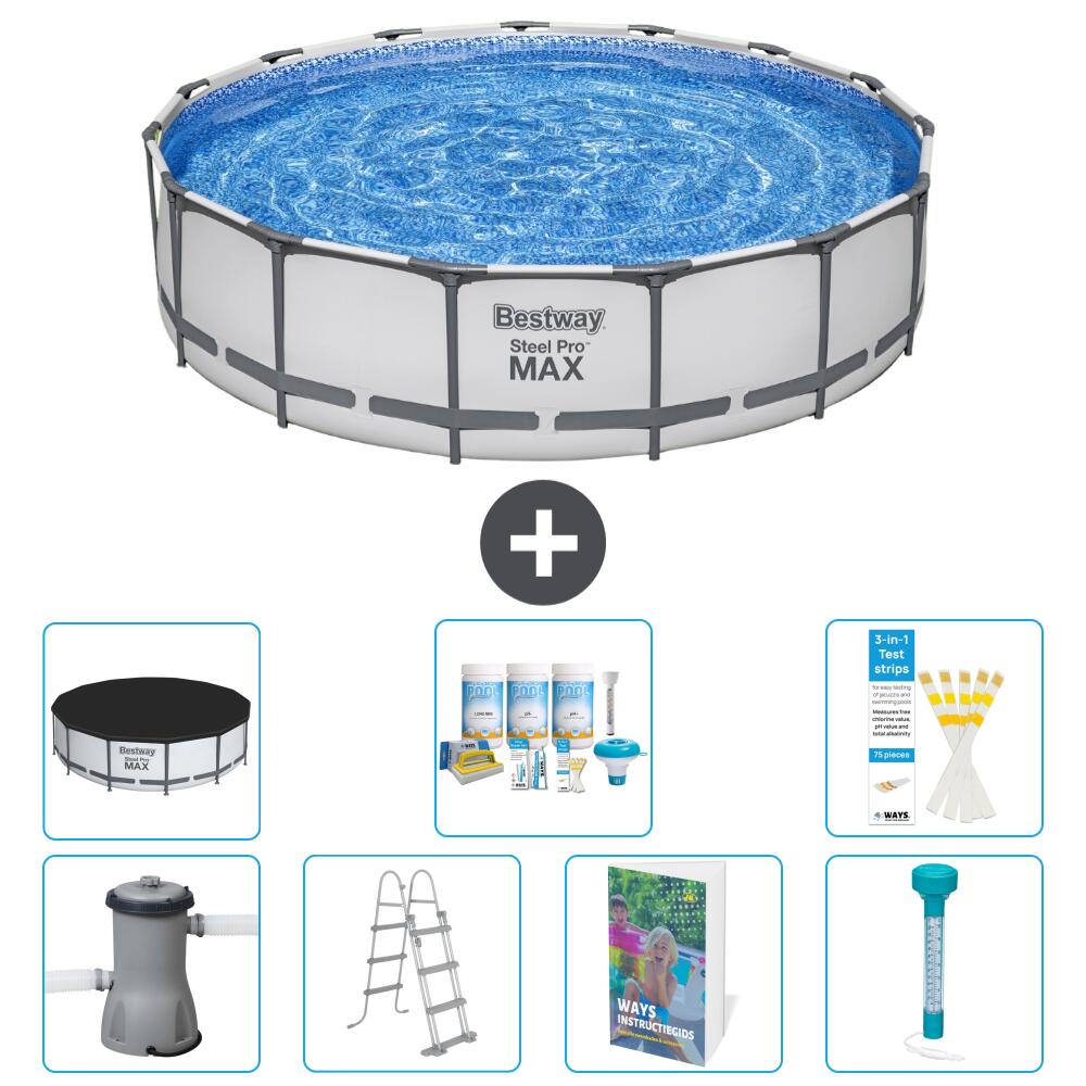 BESTWAY Basen Steel Pro MAX Okrągły - 457x122 cm - 8-częściowy S574
