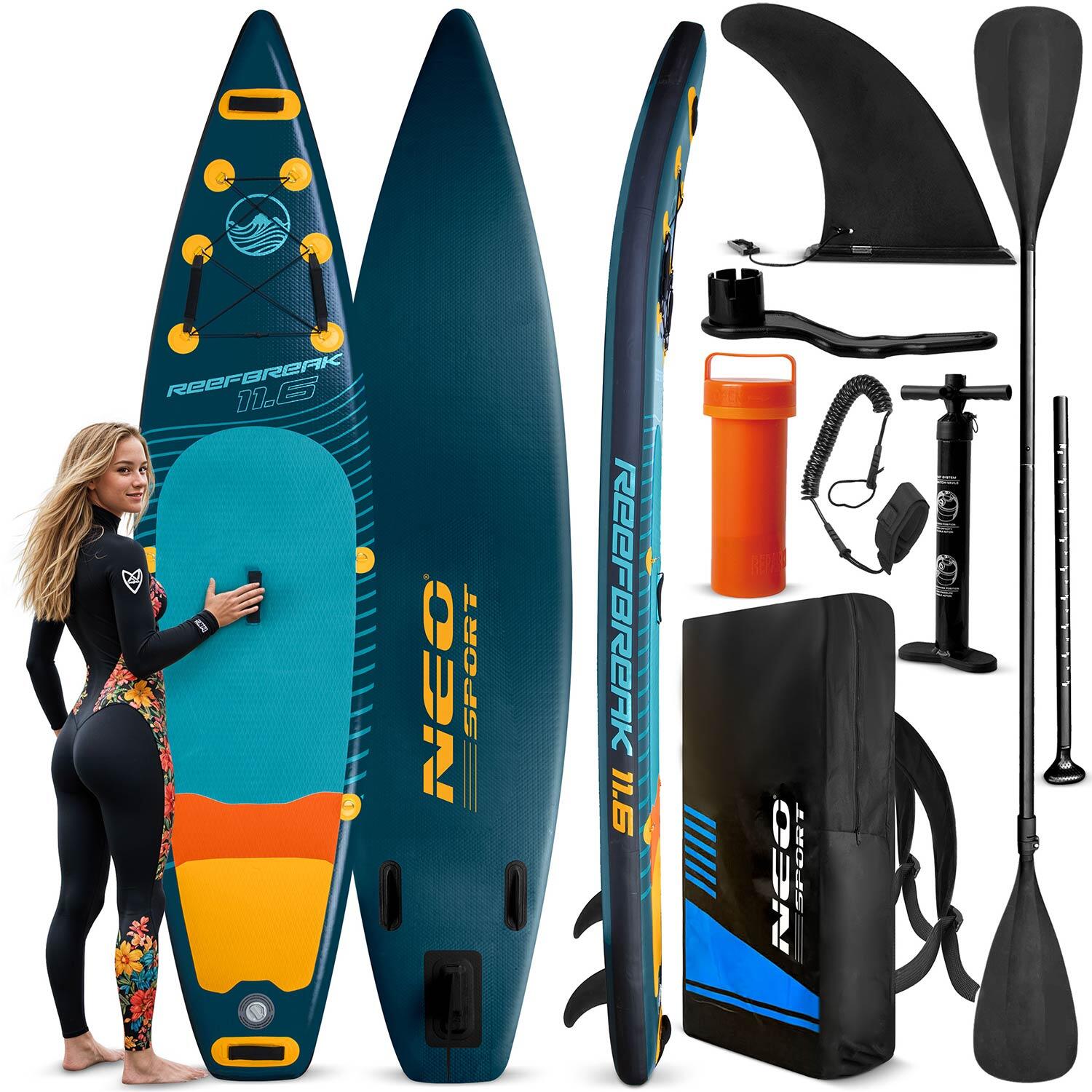 Deska Sup do pływania Neo-sport Reefbreak pompowana Stand Up Paddle 350cm zestaw