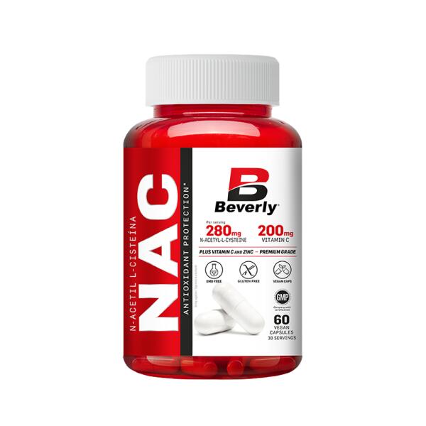 NAC z witaminą C i cynkiem - 60 kapsułek Beverly Nutrition