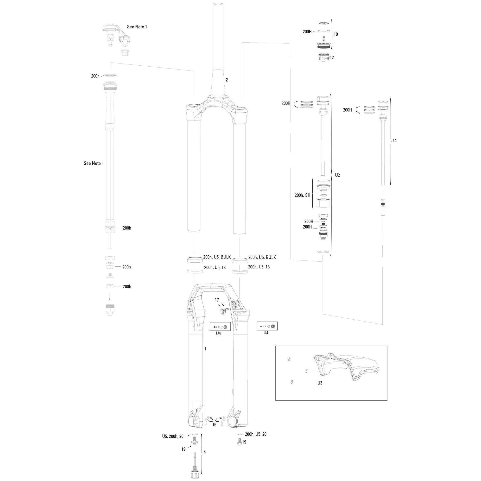 Widelec amortyzowany Rockshox RS Zeb Ultimate RC2 27 5/29 180mm szary