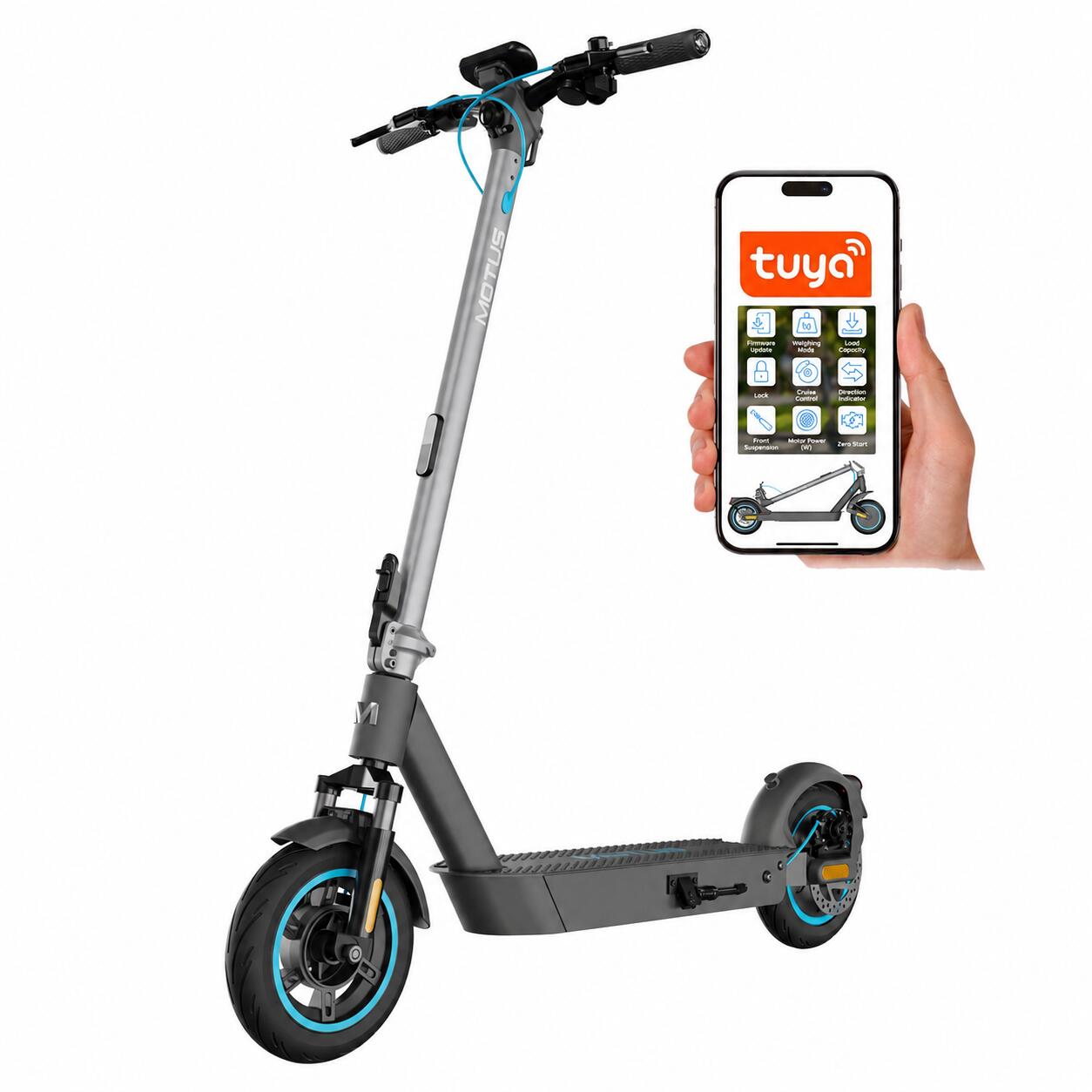 Hulajnoga Motus Scooty 10 Pro 600W, 15Ah, 70 km, NFC, kierunki, amortyzacja
