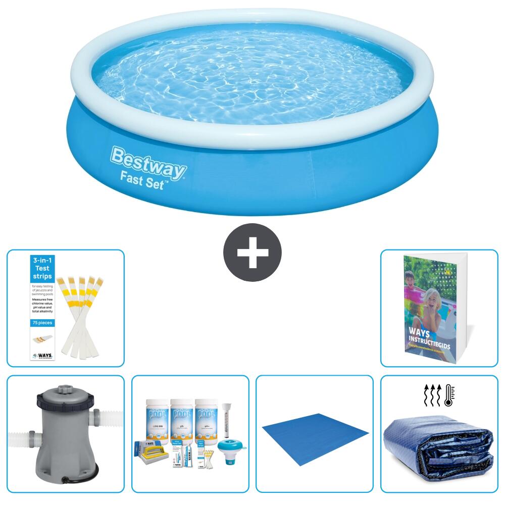 BESTWAY Basen Fast Set Okrągły - 366x76 cm - 7-częściowy S289