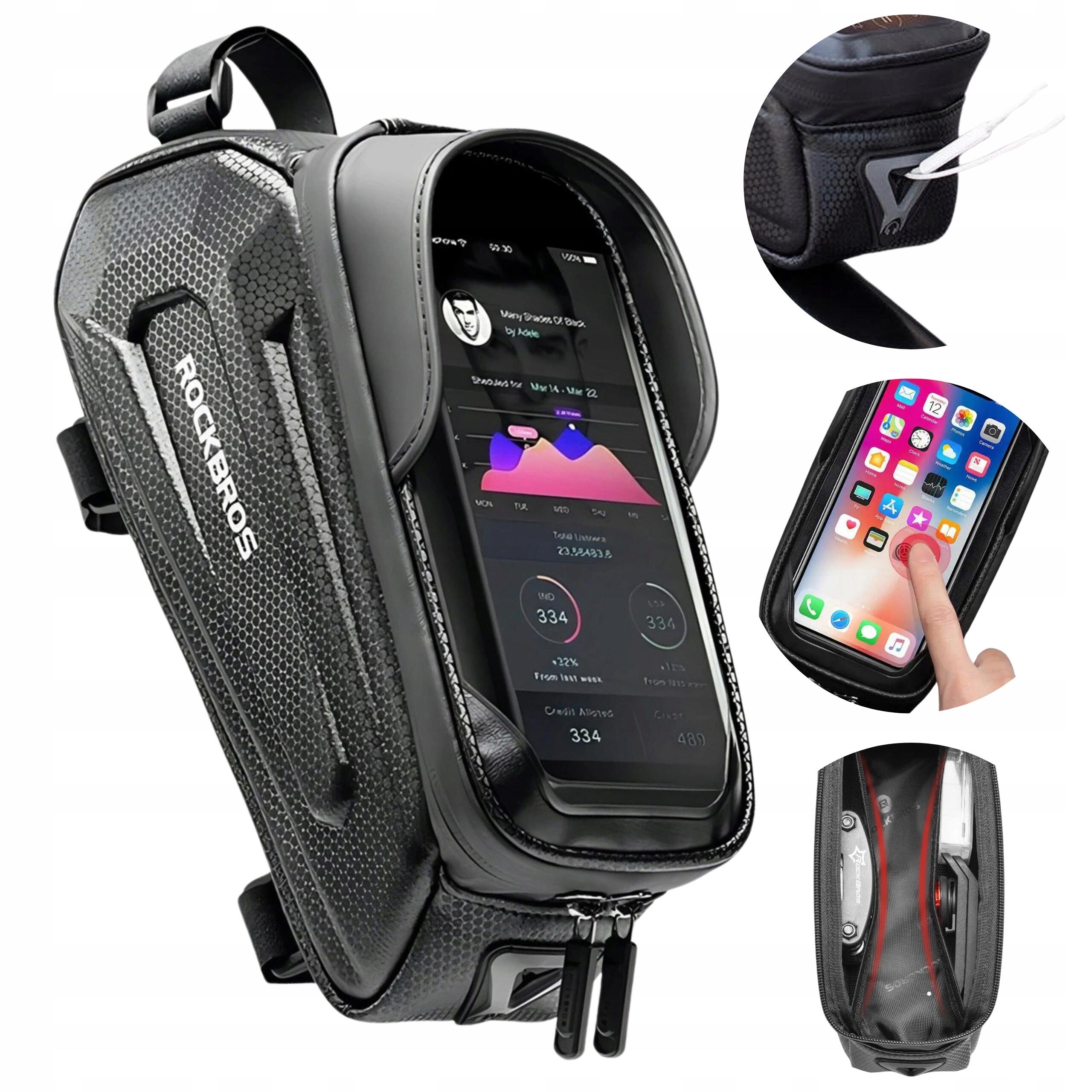 Torba rowerowa Rockbros na ramę z wodoodpornym pokrowcem na telefon 1,7l