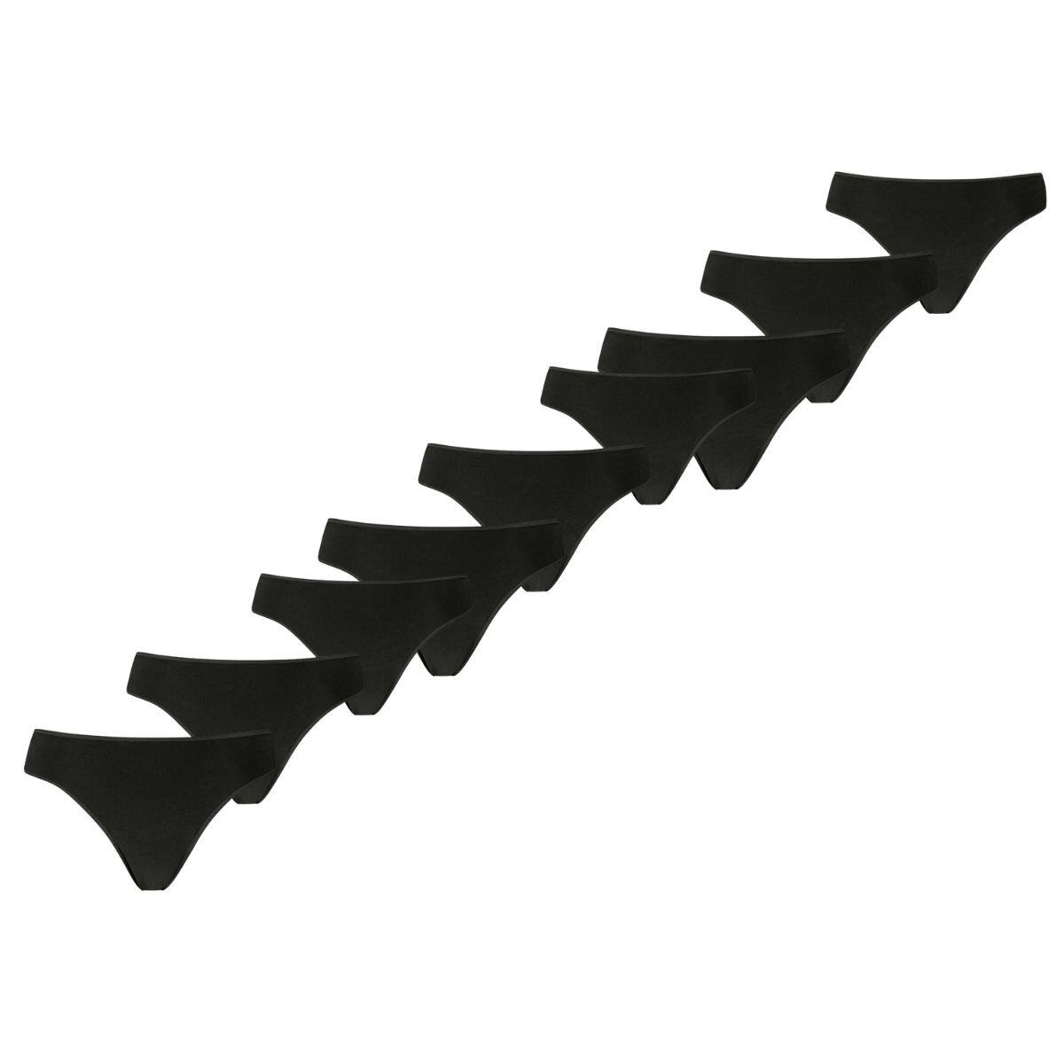 Stringi damskie 9-pak czarne