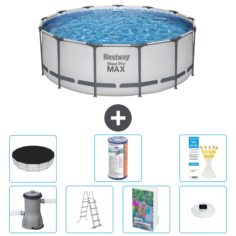BESTWAY Basen Steel Pro MAX Okrągły - 427x84 cm - 8-częściowy S622