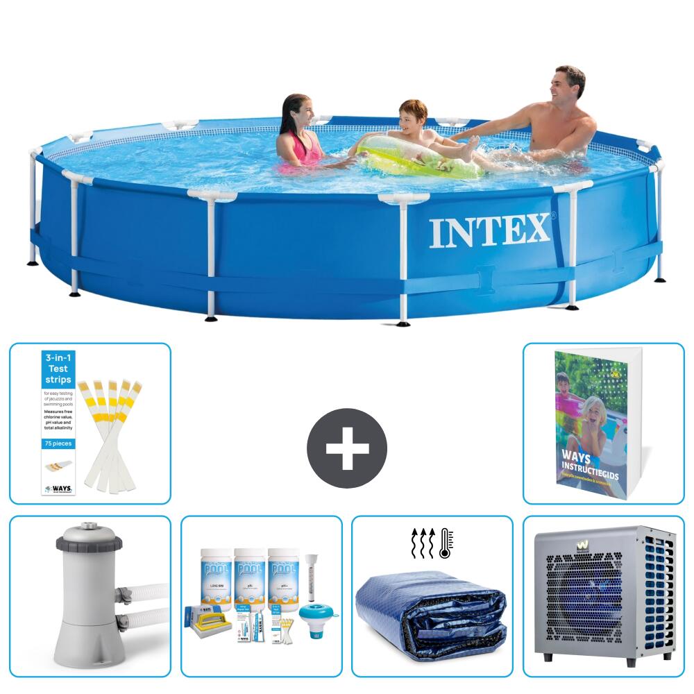 INTEX Basen ze stelażem Okrągły - 366x76 cm - 7-częściowy S302
