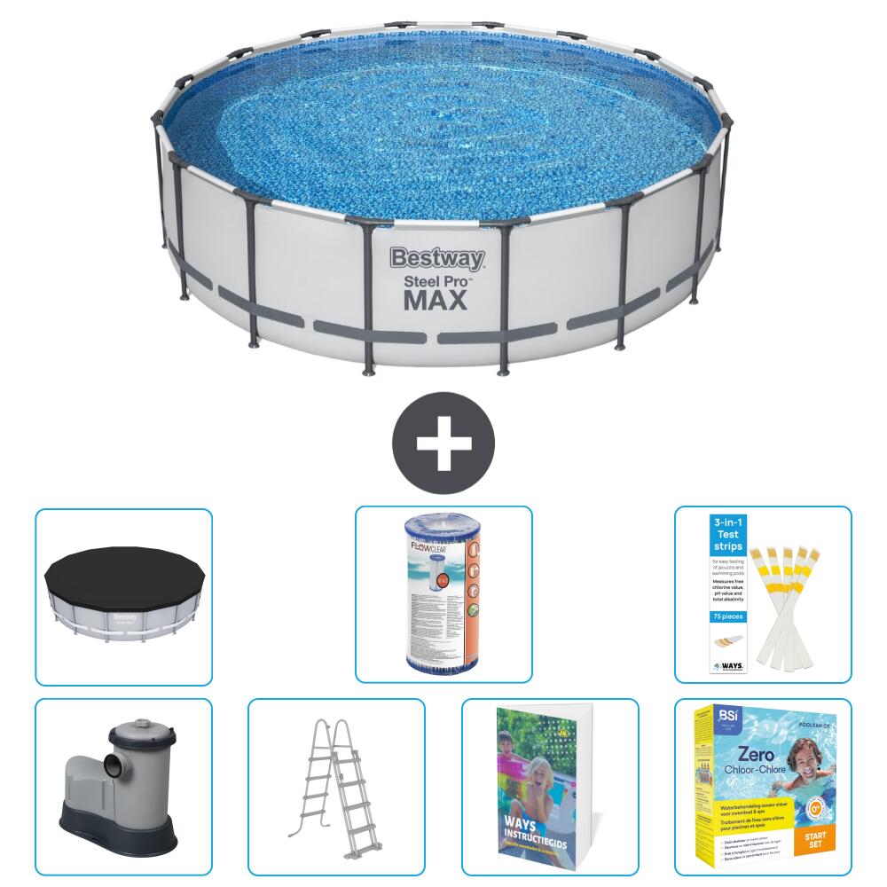 BESTWAY Basen Steel Pro MAX Okrągły - 488x122 cm - 8-częściowy S572