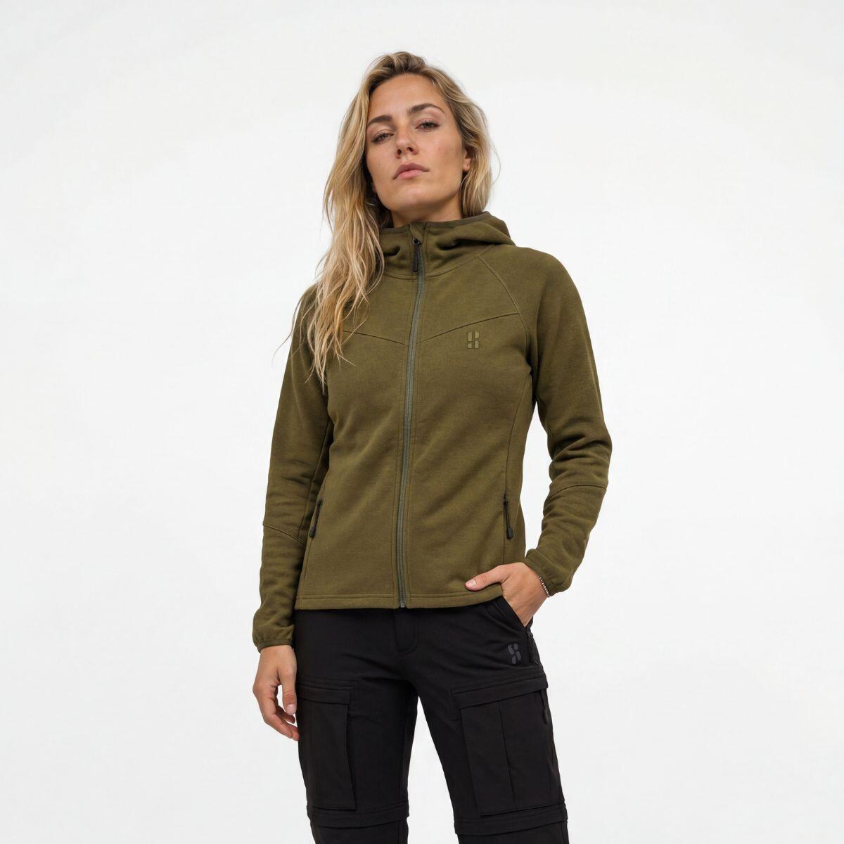 Poederbaas Damska Bluza Outdoor z Wełną Merynosów - Oliwkowy