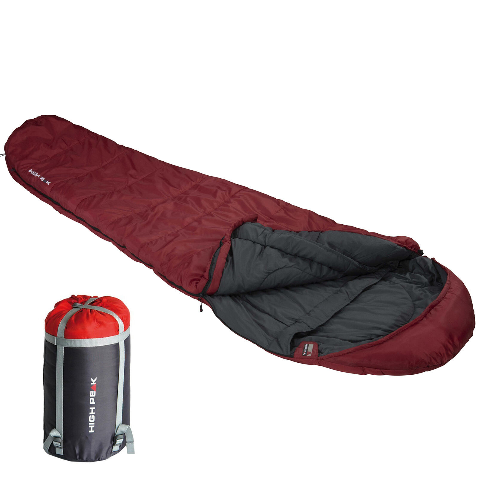 Śpiwór trekkingowy dla dorosłych High Peak TR 350 bordowo-szary