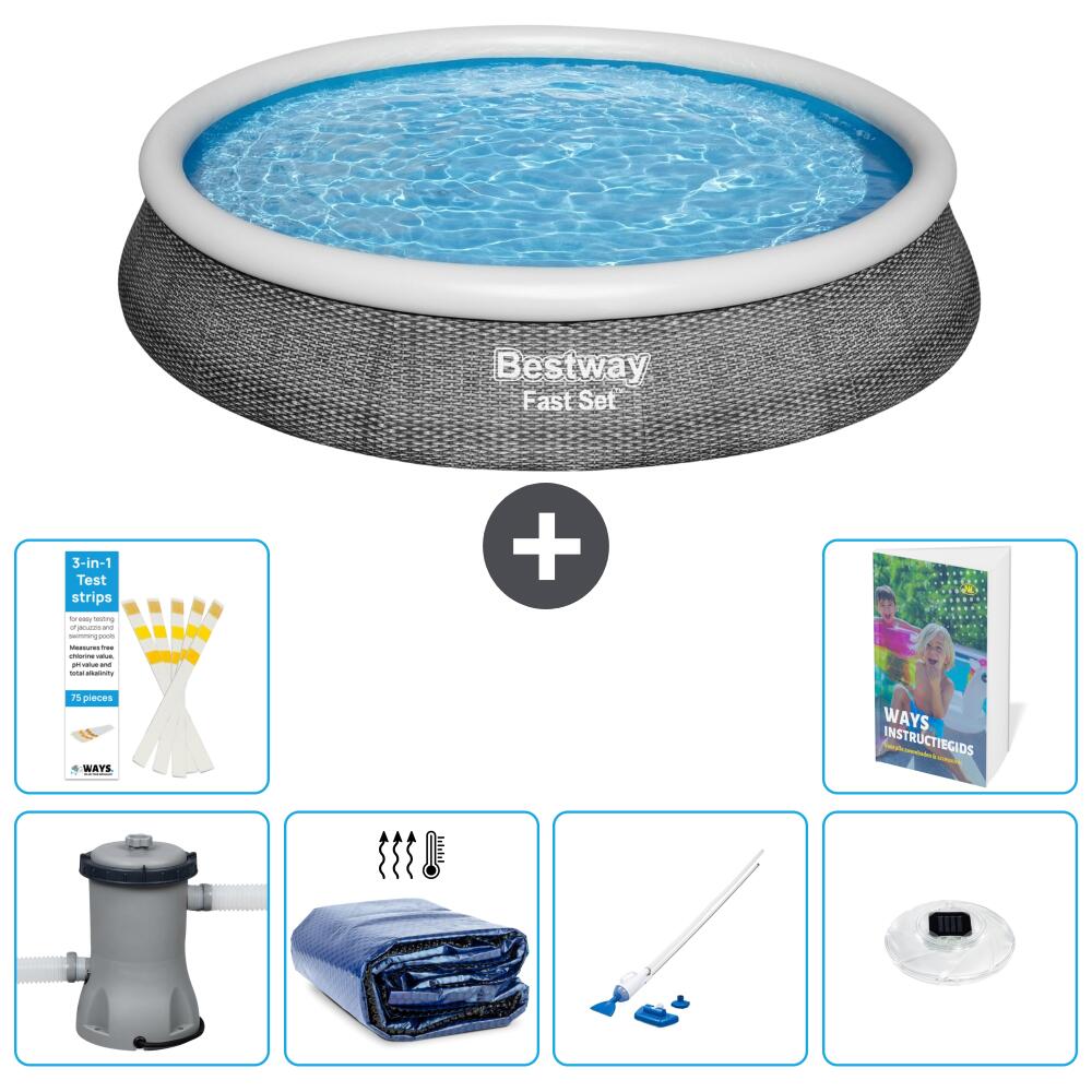 BESTWAY Basen Fast Set Okrągły - 396x84 cm - 7-częściowy S204
