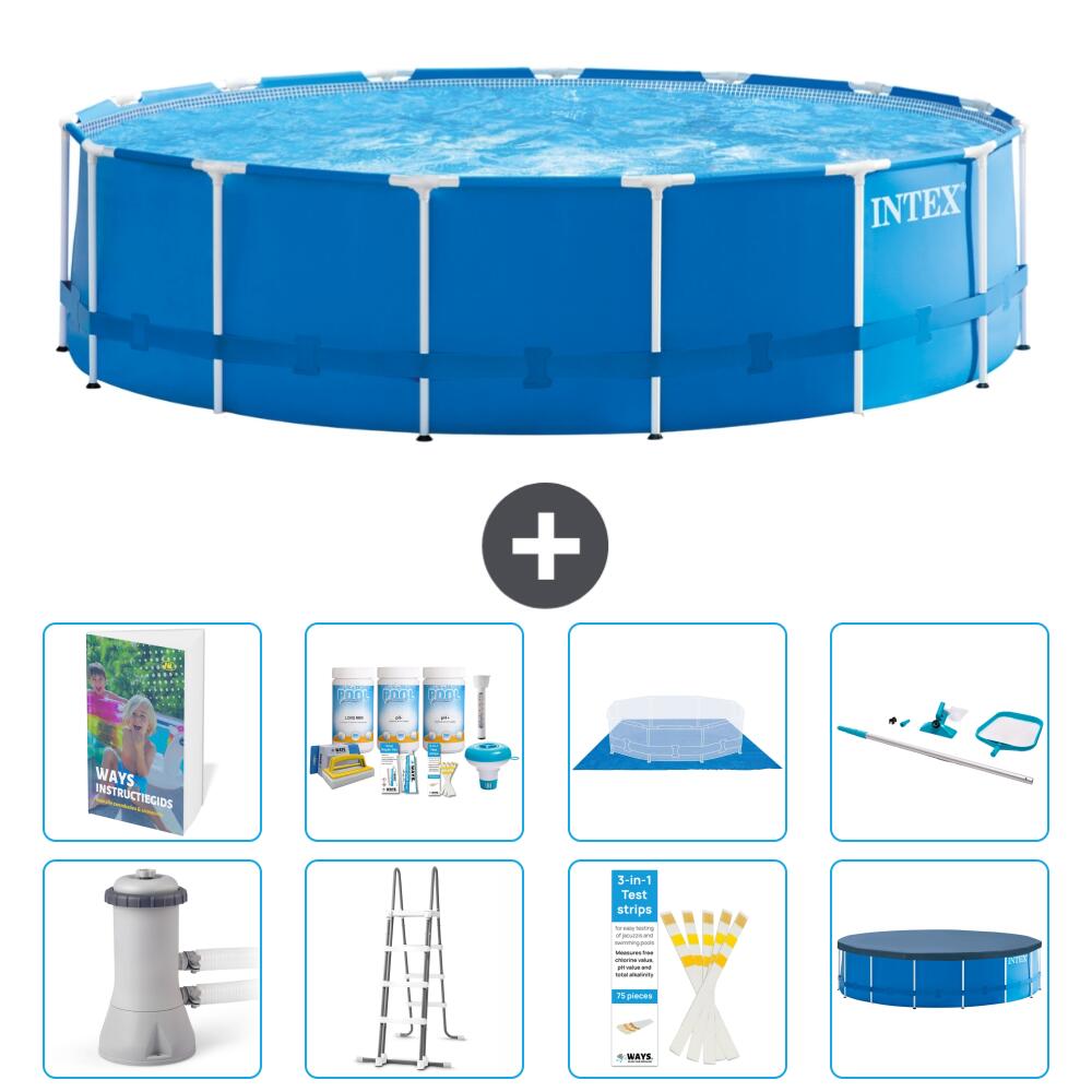 INTEX Basen ze stelażem Okrągły - 457x122 cm - 9-częściowy S615