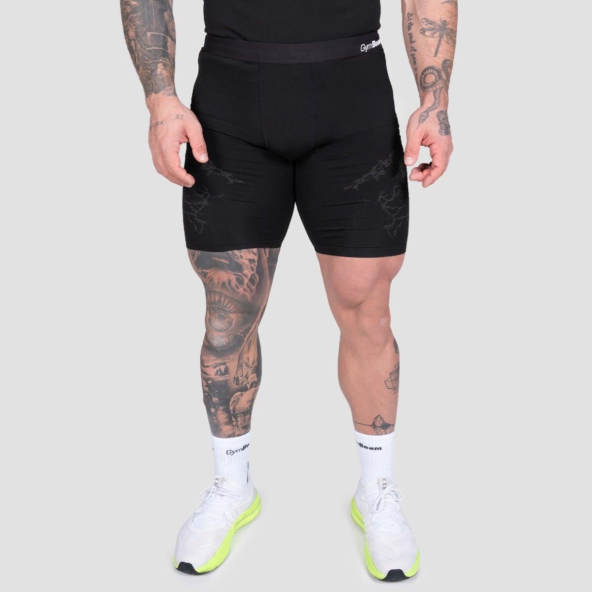 Szorty męskie fitness bezszwowe slim czarne Static