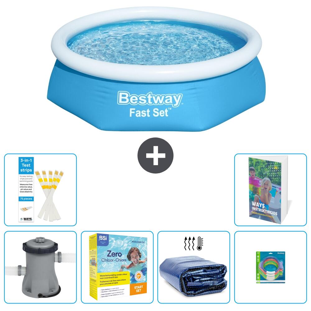 BESTWAY Basen Fast Set Okrągły - 244x61 cm - 7-częściowy S181