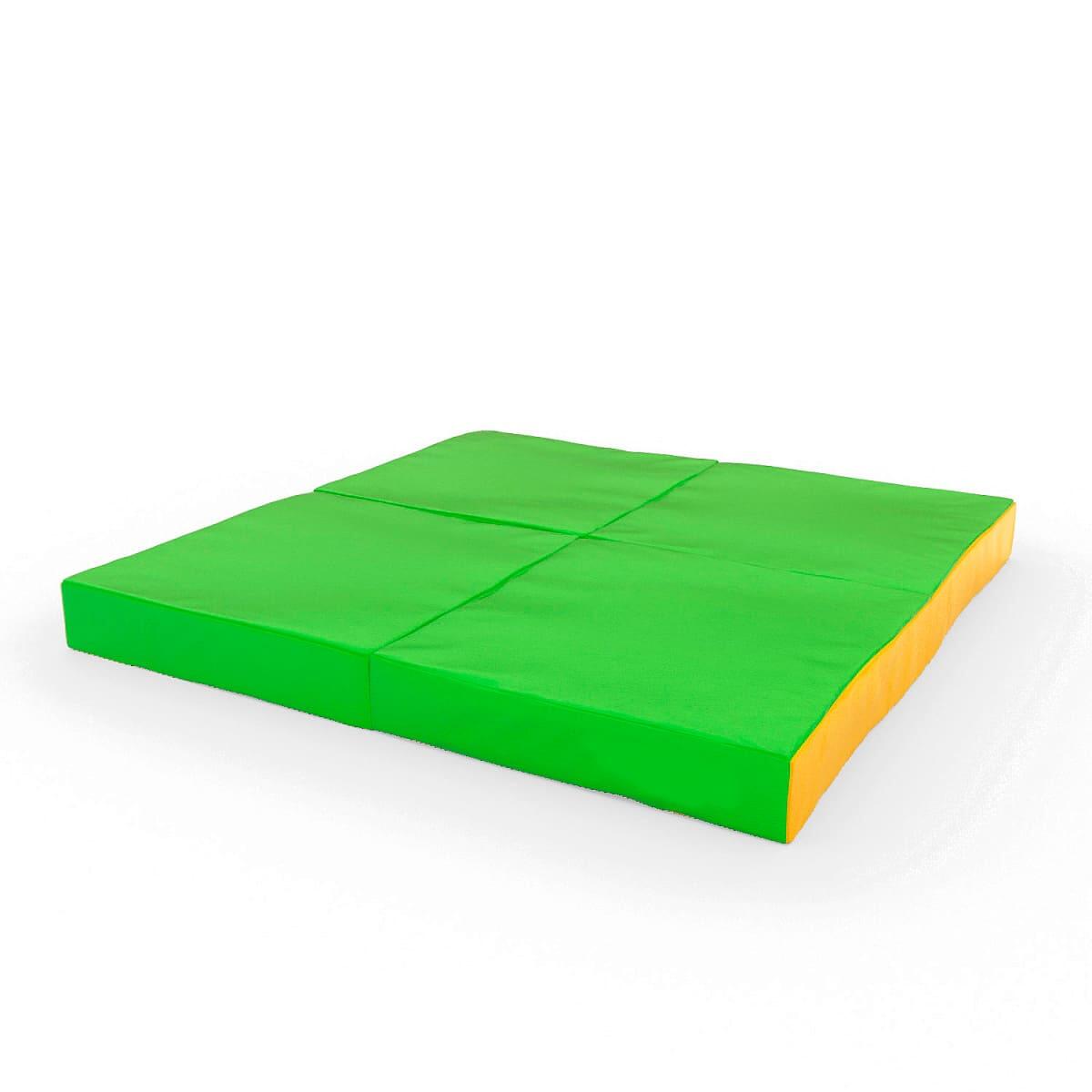 Materac gimnastyczny Kometa 100x100x10 (4cz) jasnozielono-żółty