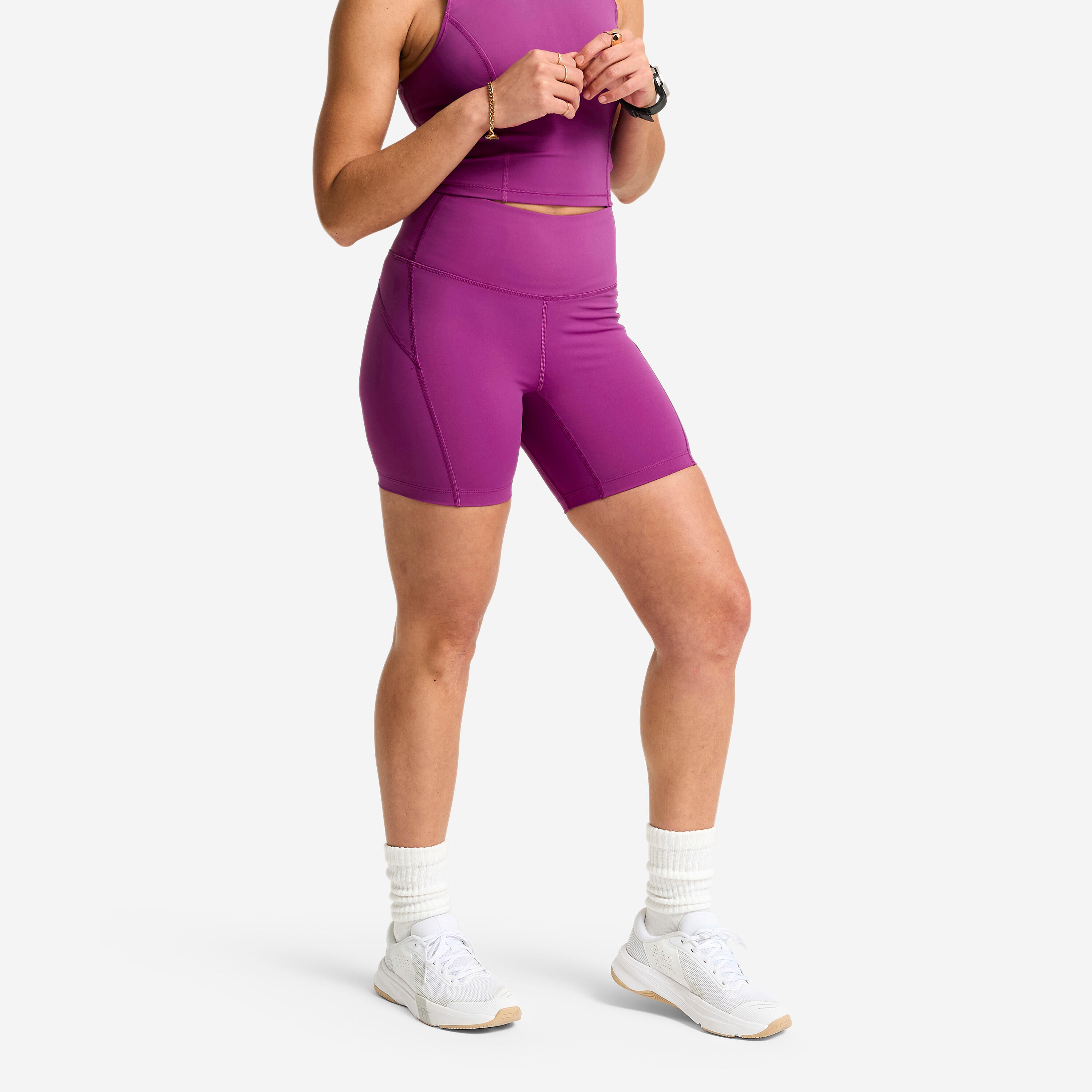 Spodenki fitness damskie Domyos wysoki stan