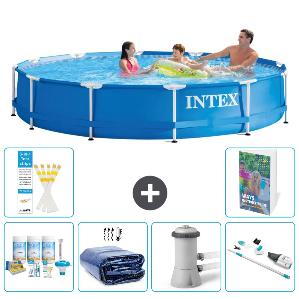 INTEX Basen ze stelażem Okrągły - 366x76 cm - 7-częściowy S165