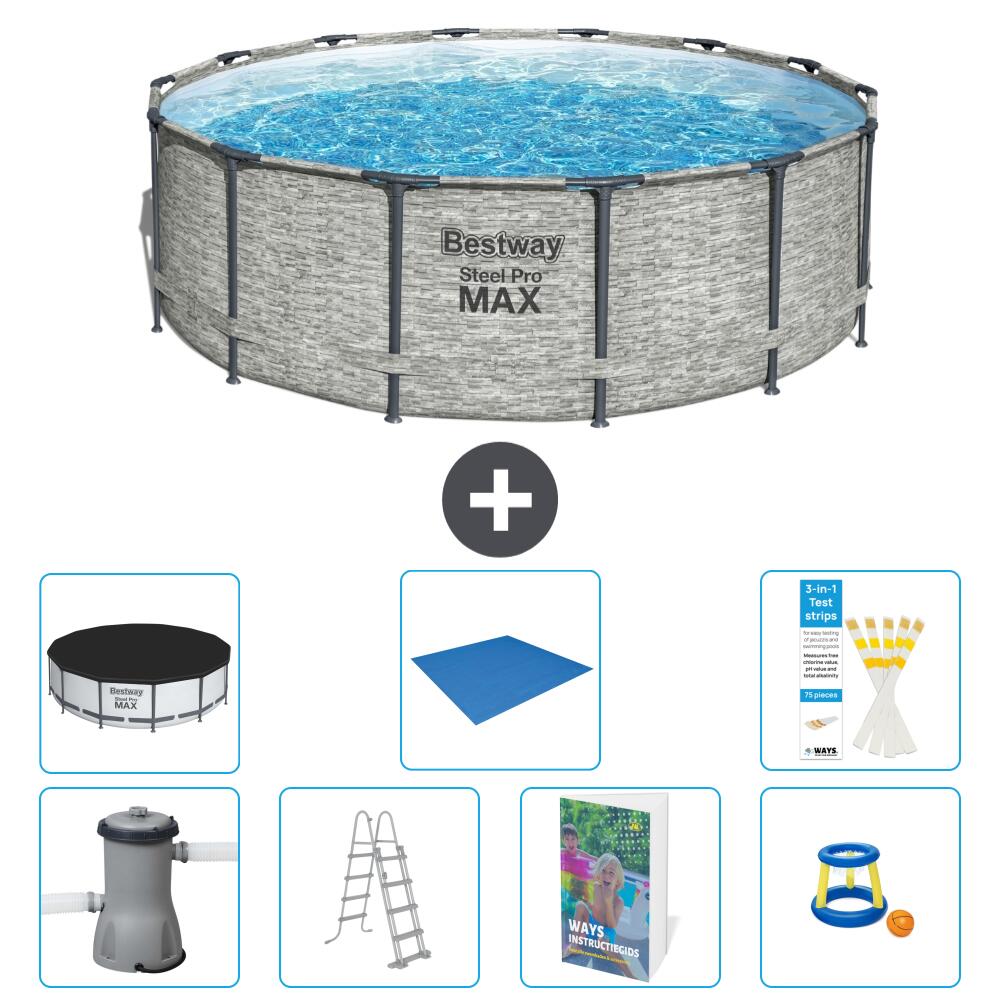 BESTWAY Basen Steel Pro MAX Okrągły - 427x122 cm - 8-częściowy S568