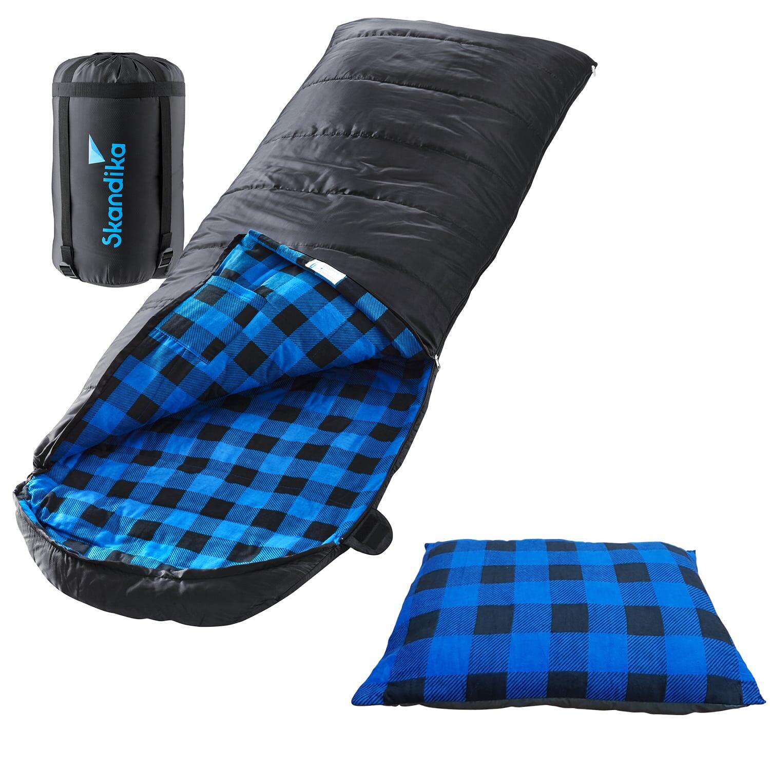 Śpiwór kempingowy flanelowy Dundee + Poduszka, 2°C, 3 sezony