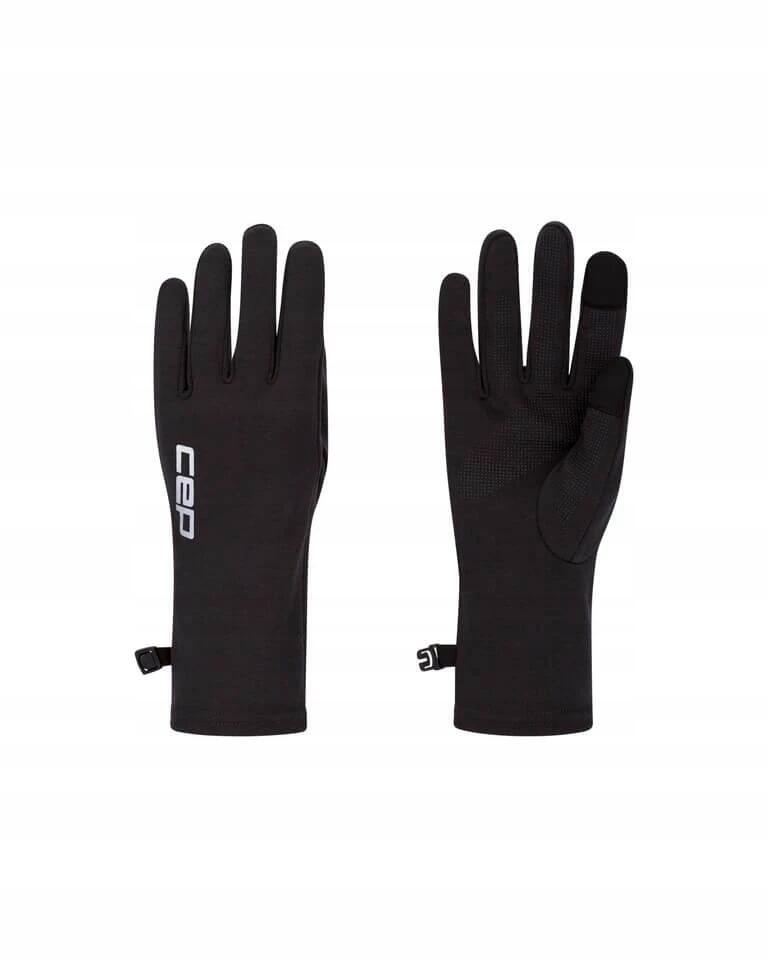 Rękawiczki sportowe na zimę z wełną merino unisex czarne Core Run CEP