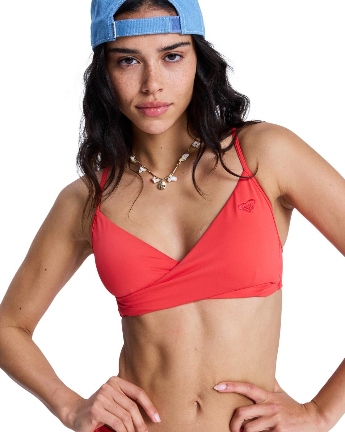 Stanik bikini typu bralette dla Kobiety SOLID ESSENTIALS Czerwony
