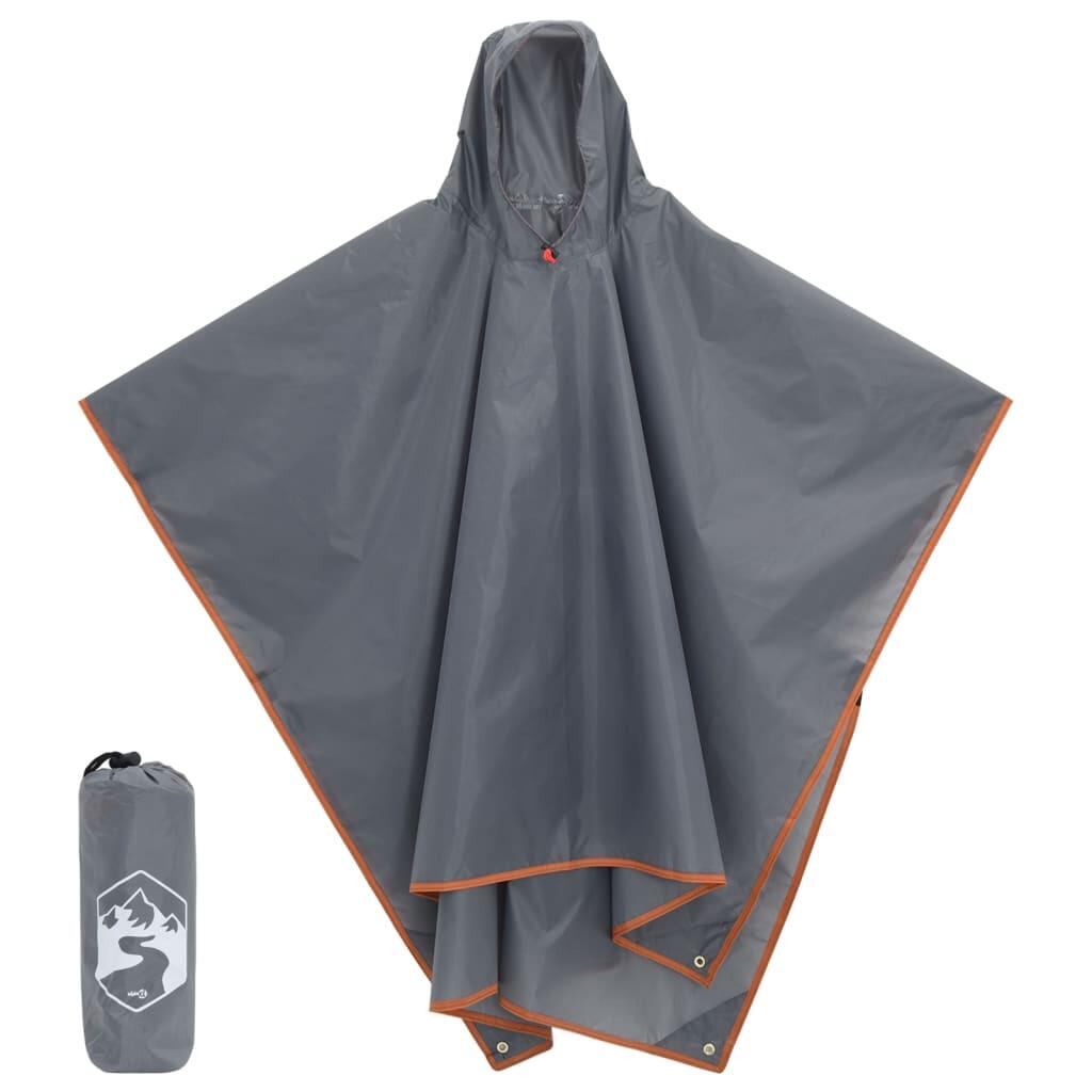VidaXL Peleryna przeciwdeszczowa z kapturem 2w1 223x145 cm szaro-pomarańczowa