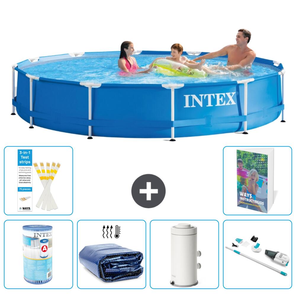 INTEX Basen ze stelażem Okrągły - 366x76 cm - 7-częściowy S120