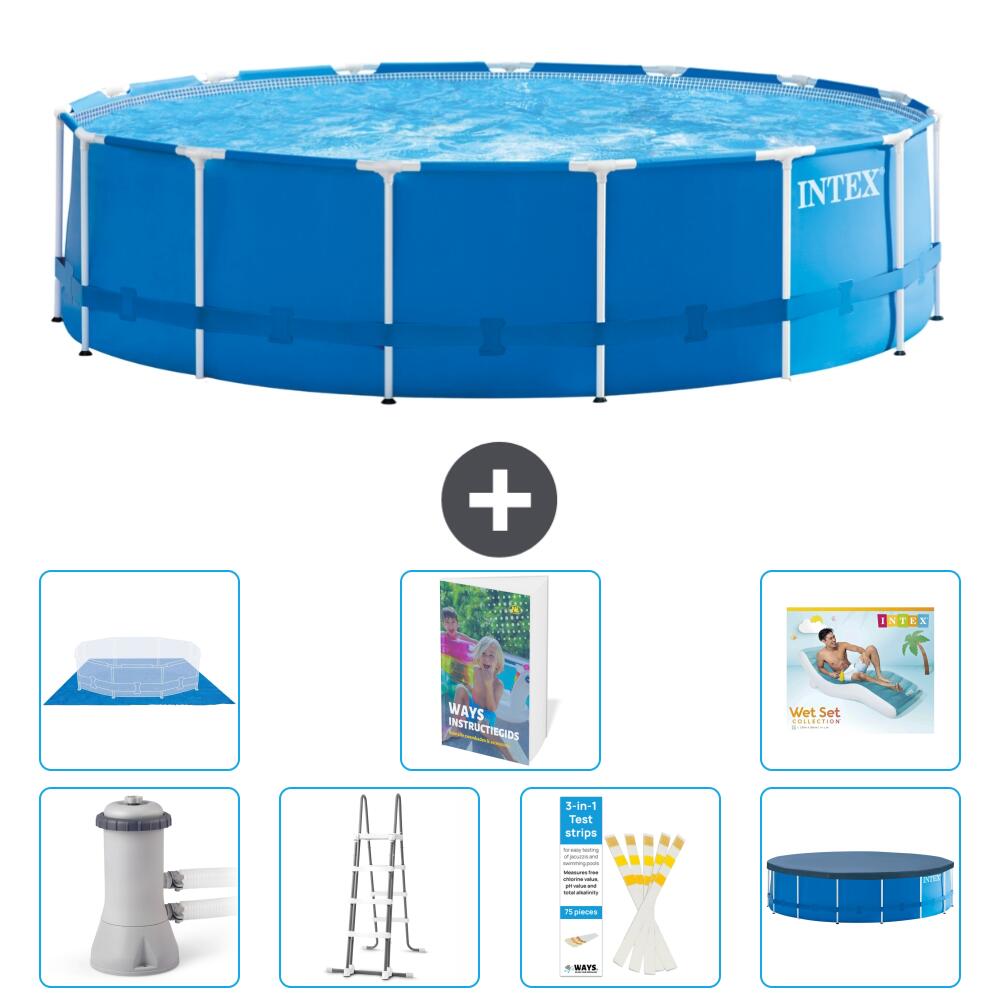 INTEX Basen ze stelażem Okrągły - 457x122 cm - 8-częściowy S670