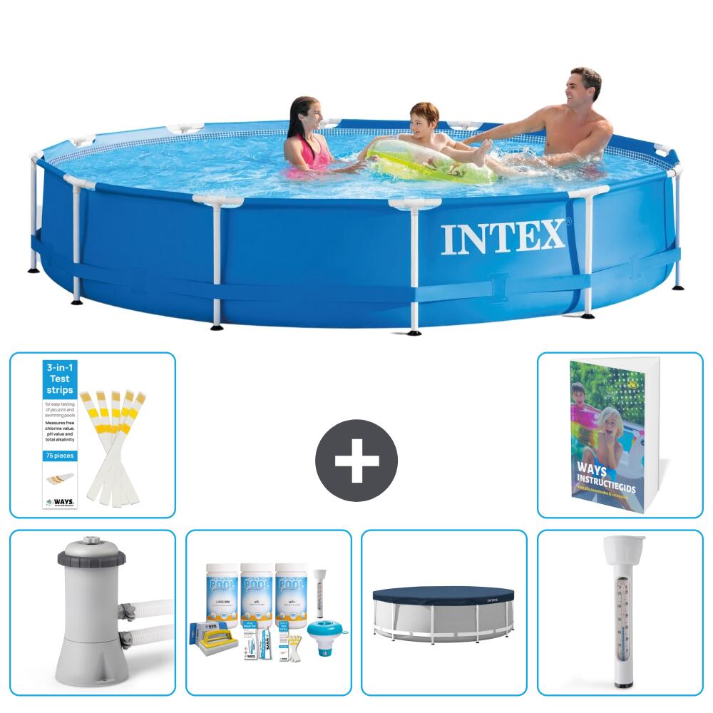 INTEX Basen ze stelażem Okrągły - 366x76 cm - 7-częściowy S237