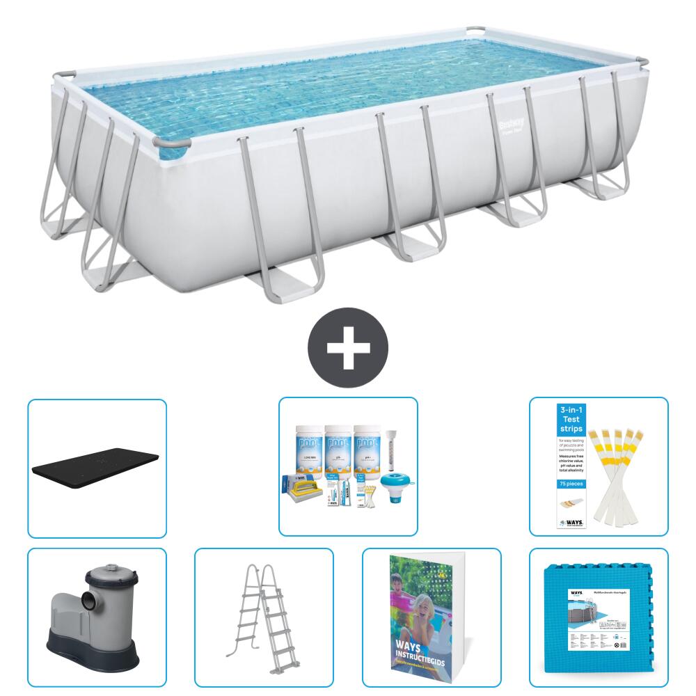 BESTWAY Basen Power Steel Prostokątny - 549x274x122 cm - 8-częściowy S536