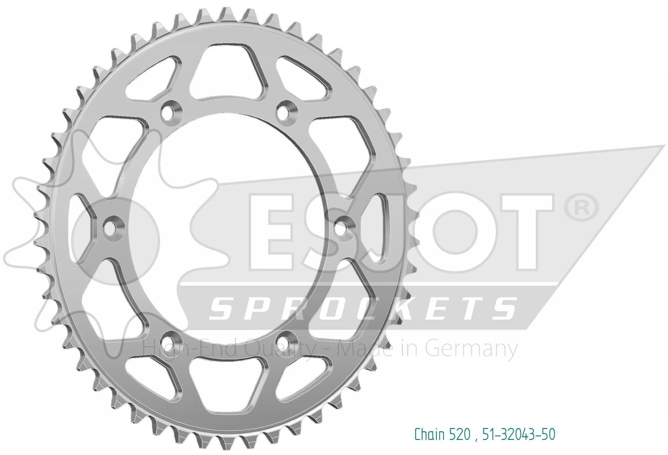 Koło zębate Esjot 520 52z aluminiowe srebrne