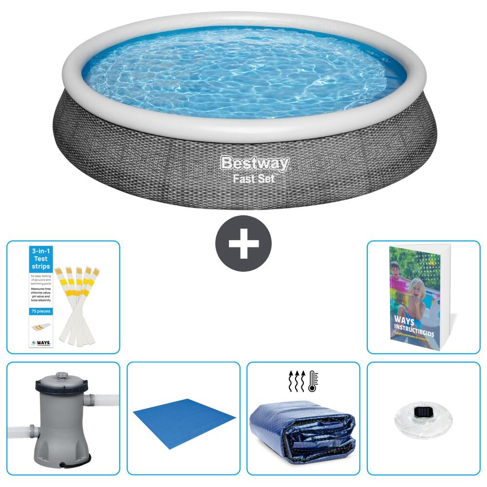 BESTWAY Basen Fast Set Okrągły - 396x84 cm - 7-częściowy S272
