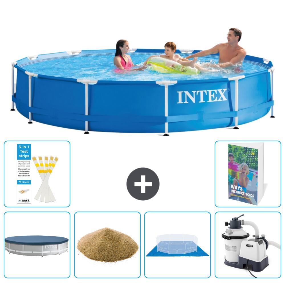 INTEX Basen ze stelażem Okrągły - 366x76 cm - 7-częściowy S158
