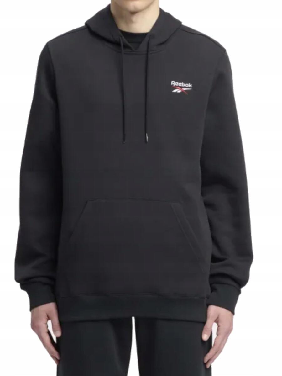 Bluza Męska Reebok Sportowa Czarna Bawełniana Z Kapturem