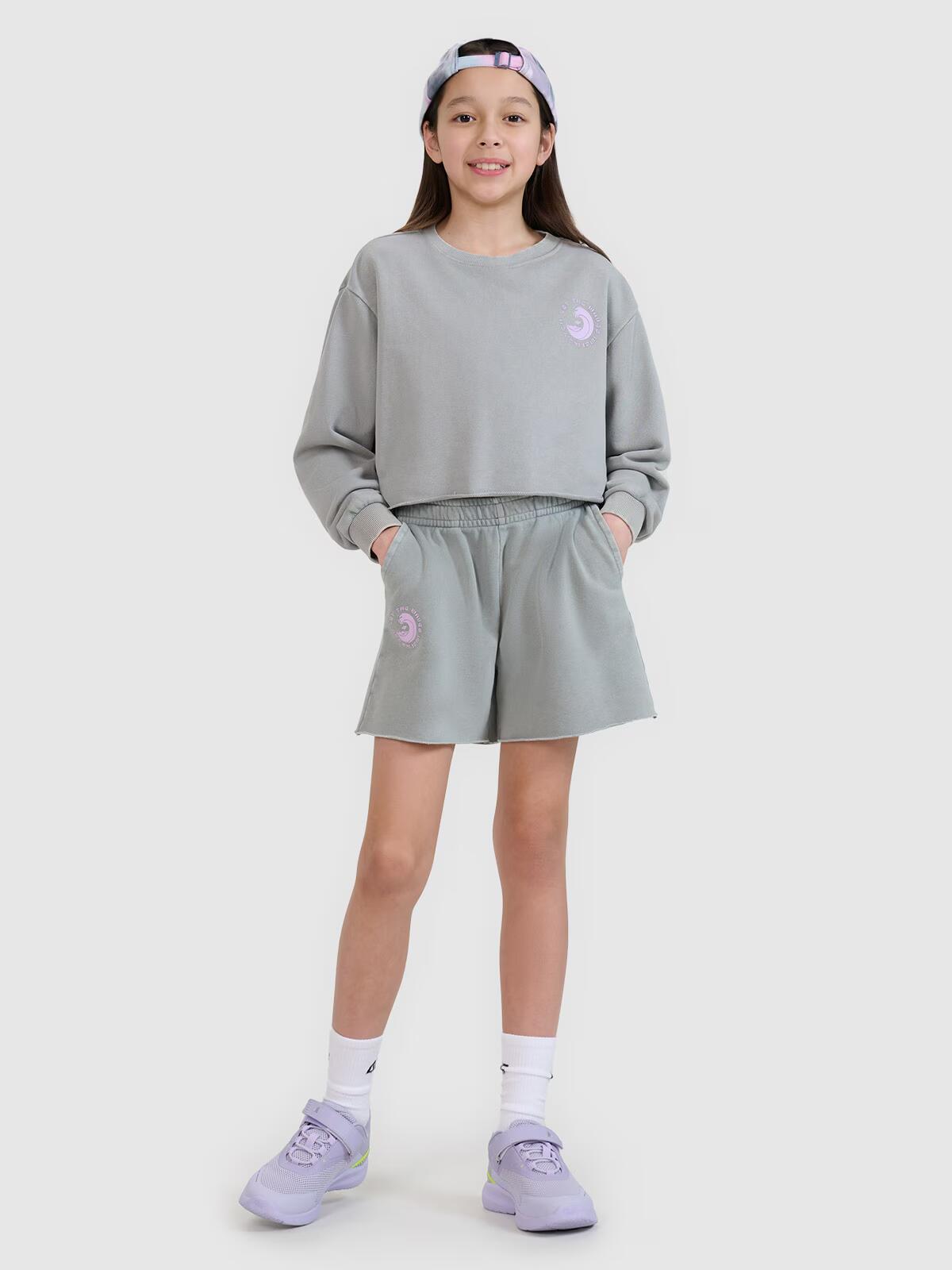 Bluza dresowa nierozpinana bez kaptura dziewczęca 4F 4FJWSS25TSWSF1504