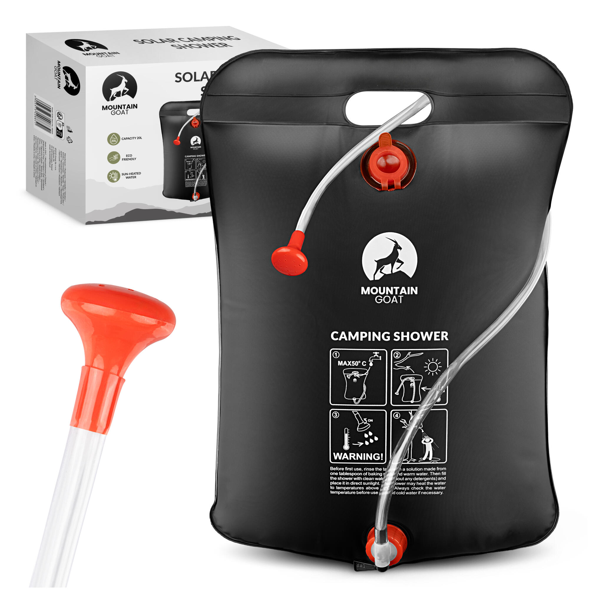 Prysznic turystyczny solarny 20L MOUNTAIN GOAT lekki biwakowy