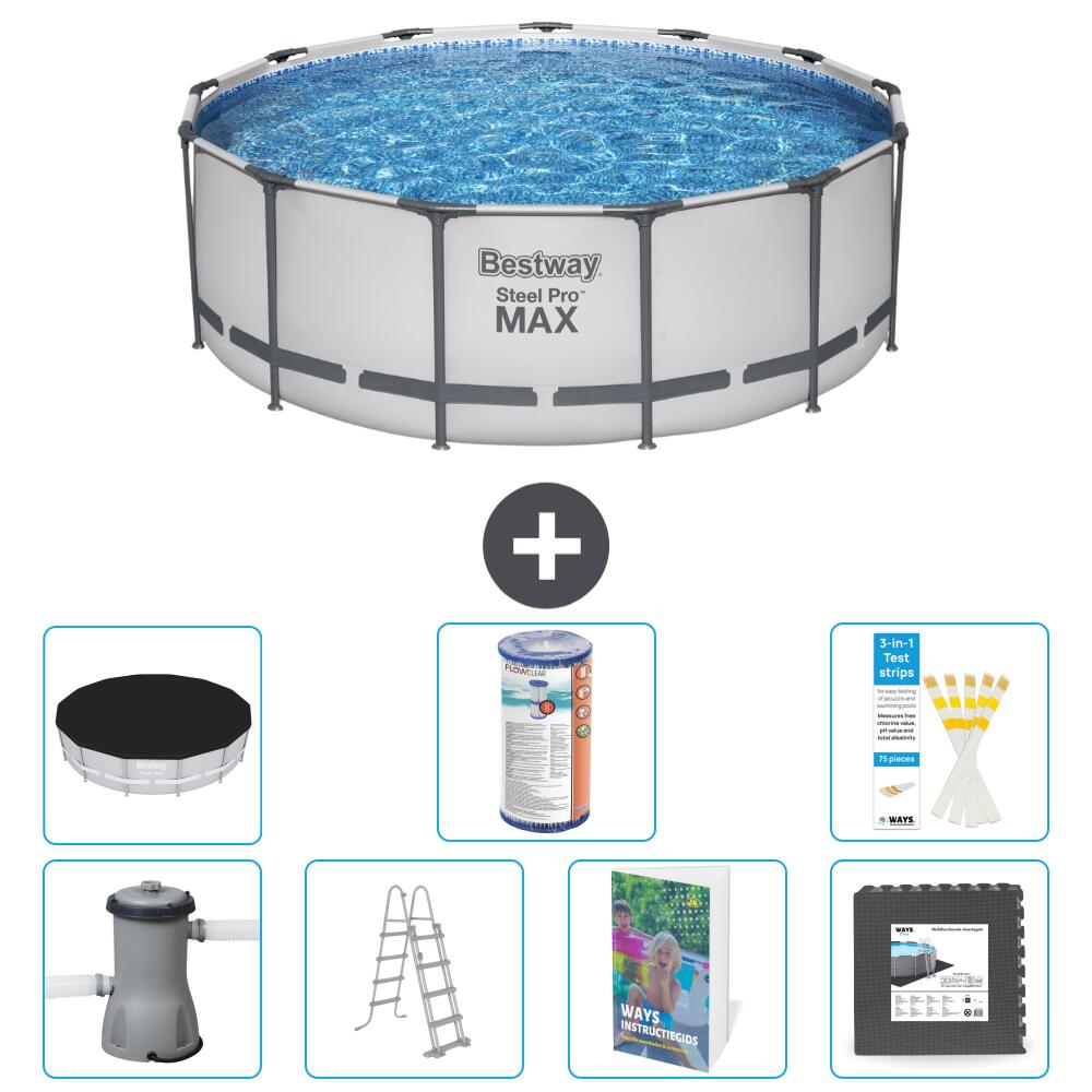 BESTWAY Basen Steel Pro MAX Okrągły - 427x84 cm - 8-częściowy S563