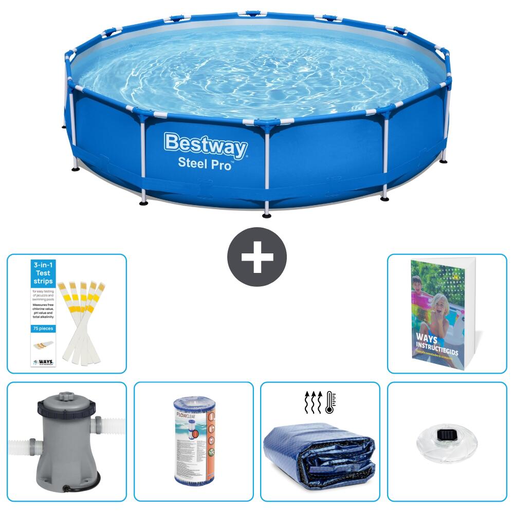 BESTWAY Basen Steel Pro Okrągły - 366x76 cm - 7-częściowy S275