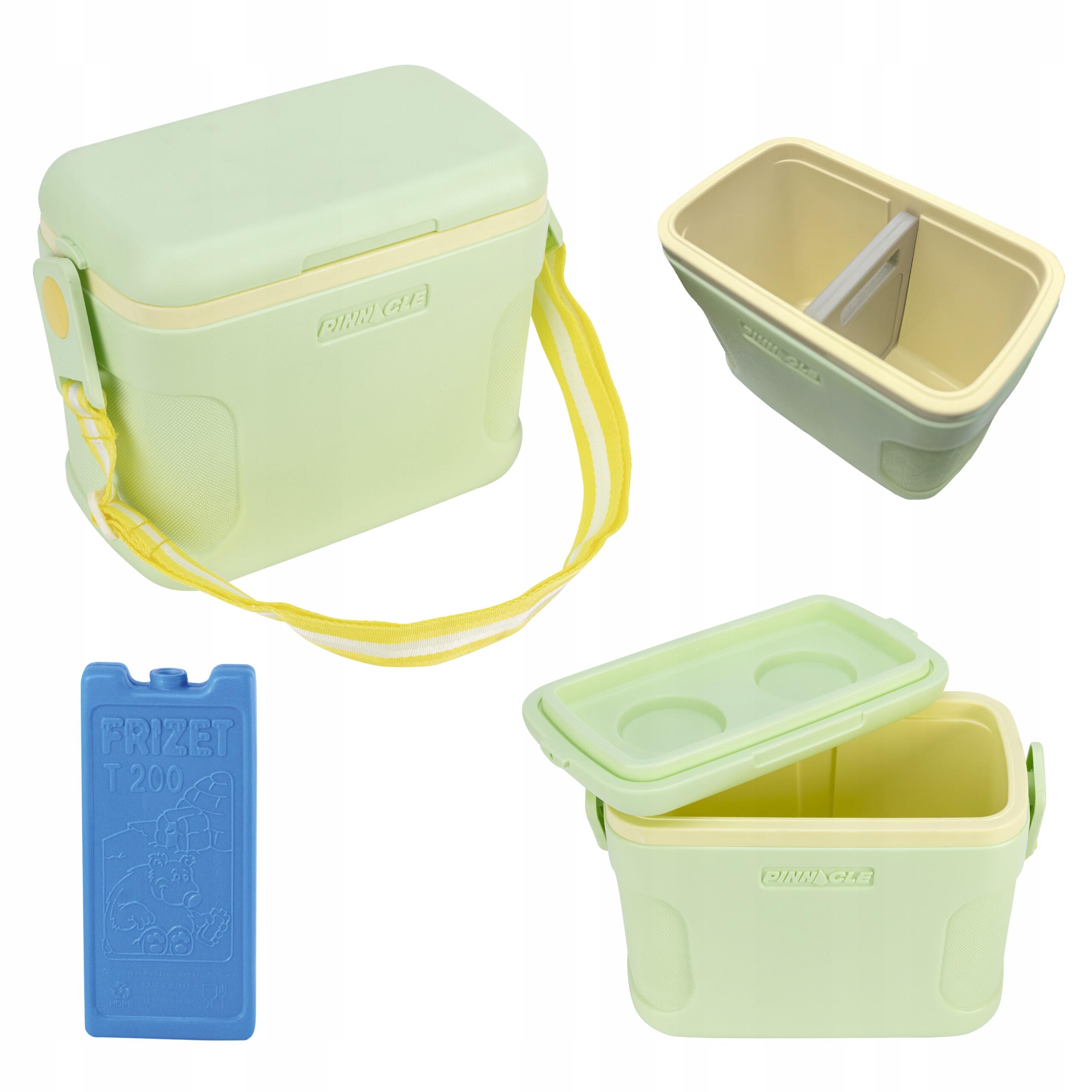 Lodówka Turystyczna Mała na Ramię 8L Zielona PINNACLE + 2 wkłady chłodzące