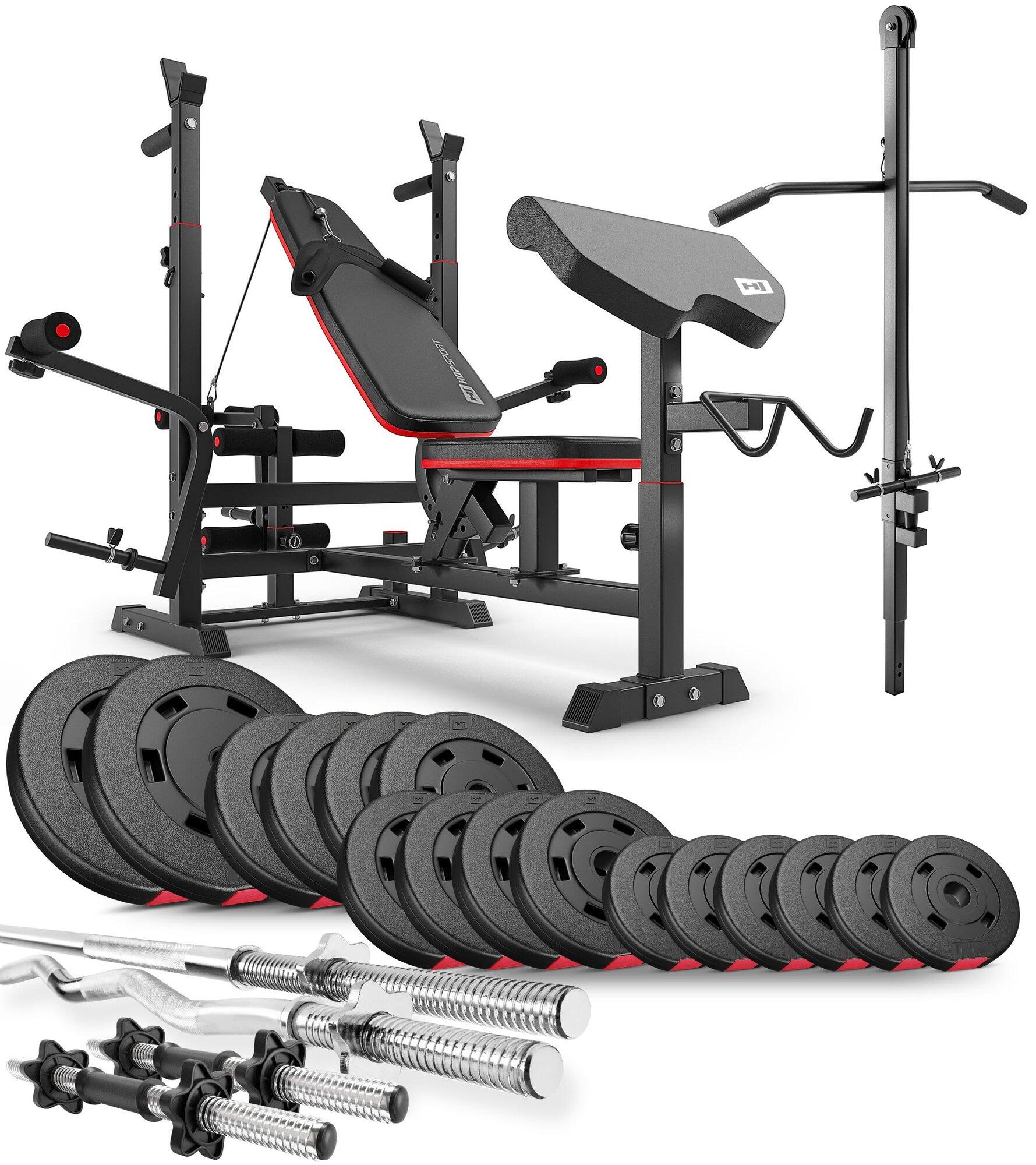 Zestaw kulturystyczny kompozytowy Hop-Sport Premium 75kg z ławką HS-1075