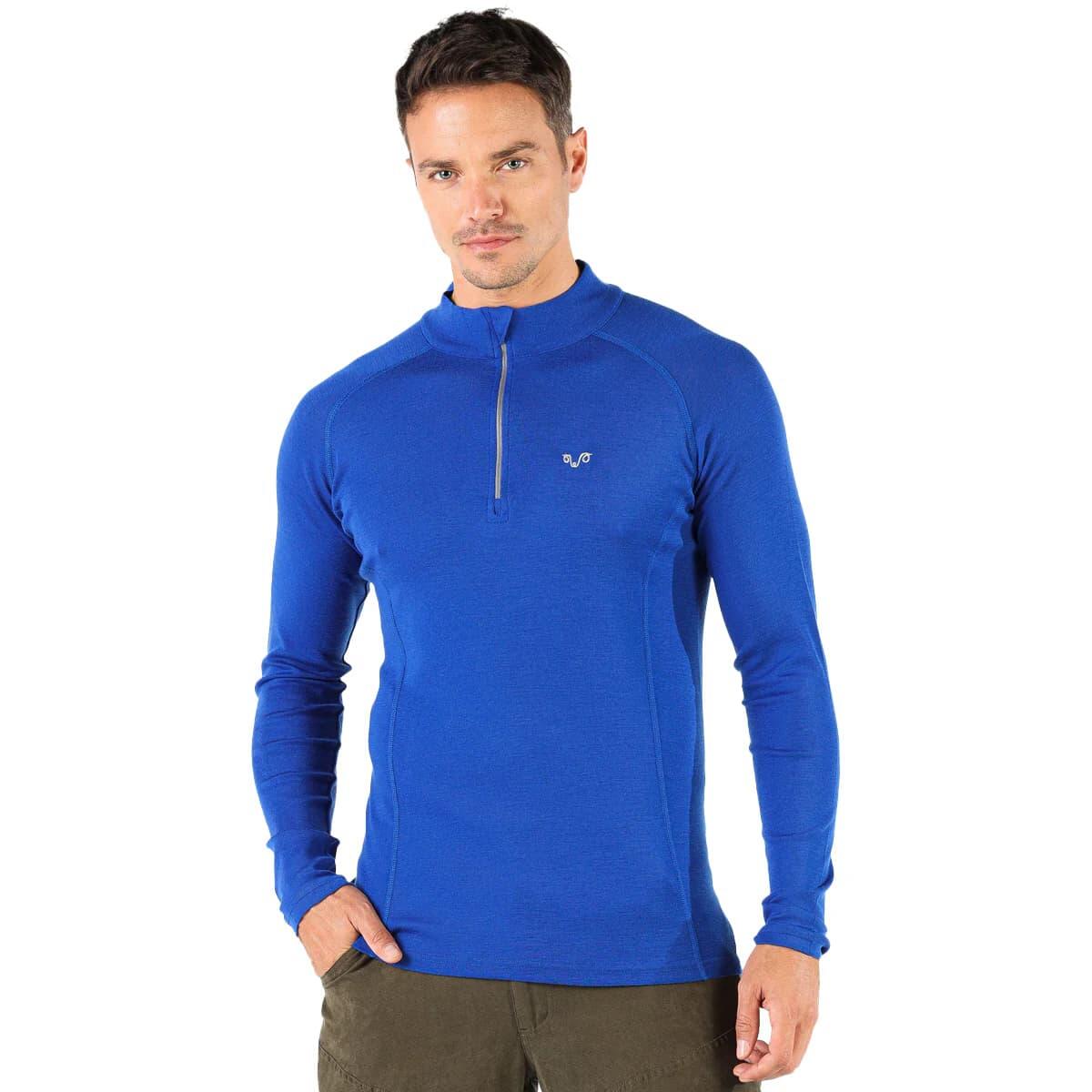 Astro - męska koszulka 100% wełna merino z zamkiem YKK (195 g/m²) XL, Niebieski