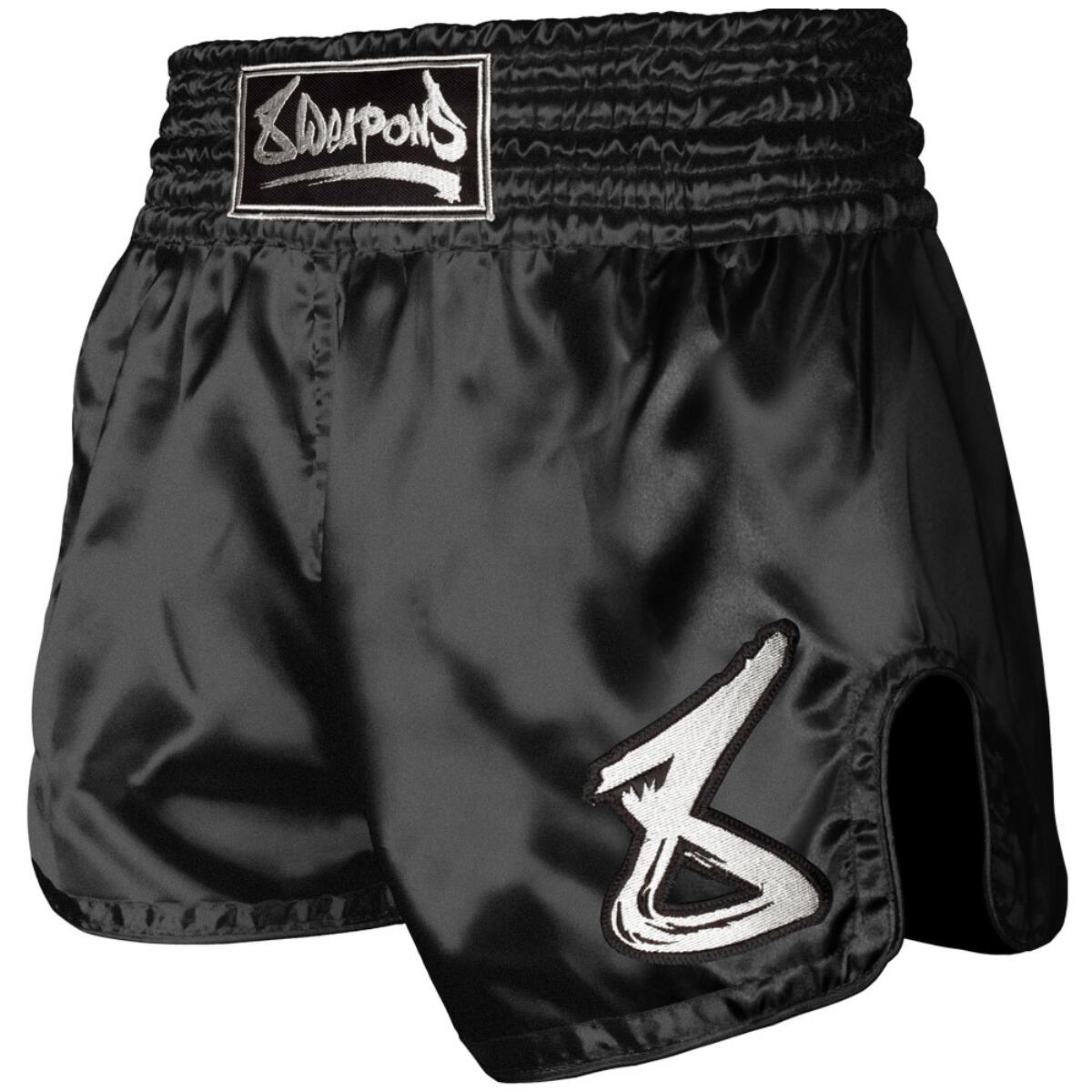 8 Weapons Spodenki Muay Thai Strike Czarne/Białe