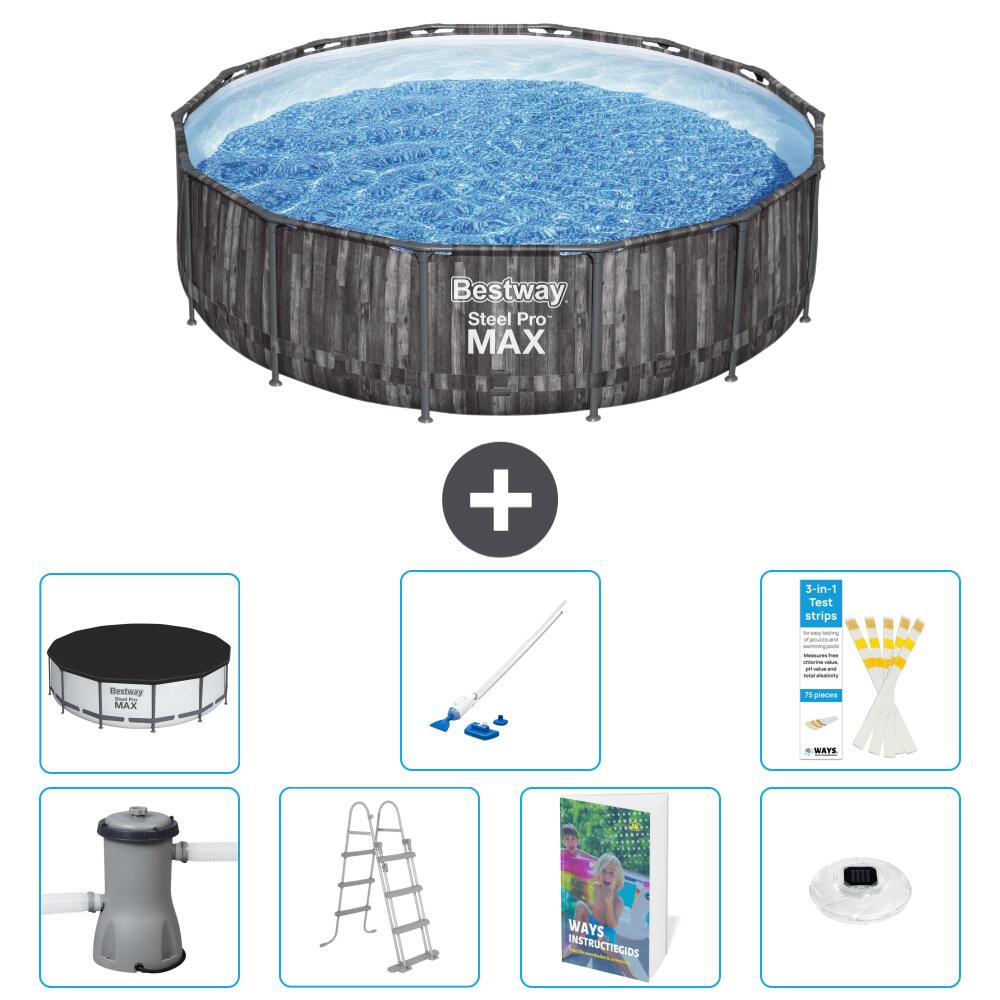 BESTWAY Basen Steel Pro MAX Okrągły - 427x107 cm - 8-częściowy S552
