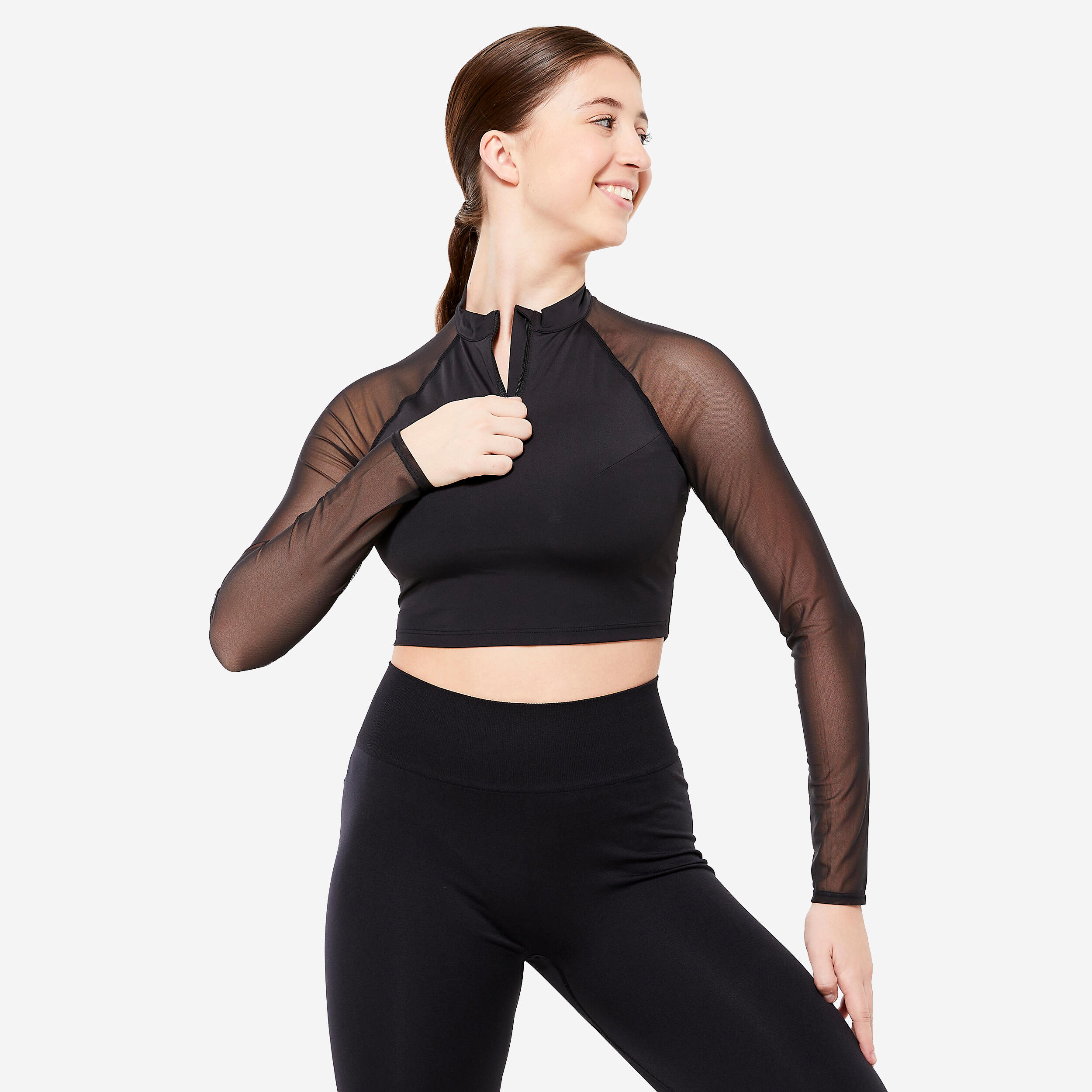 Koszulka z długim rękawem do tańca nowoczesnego damska Starever crop top